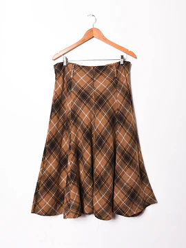 Maxi falda café tartán vintage