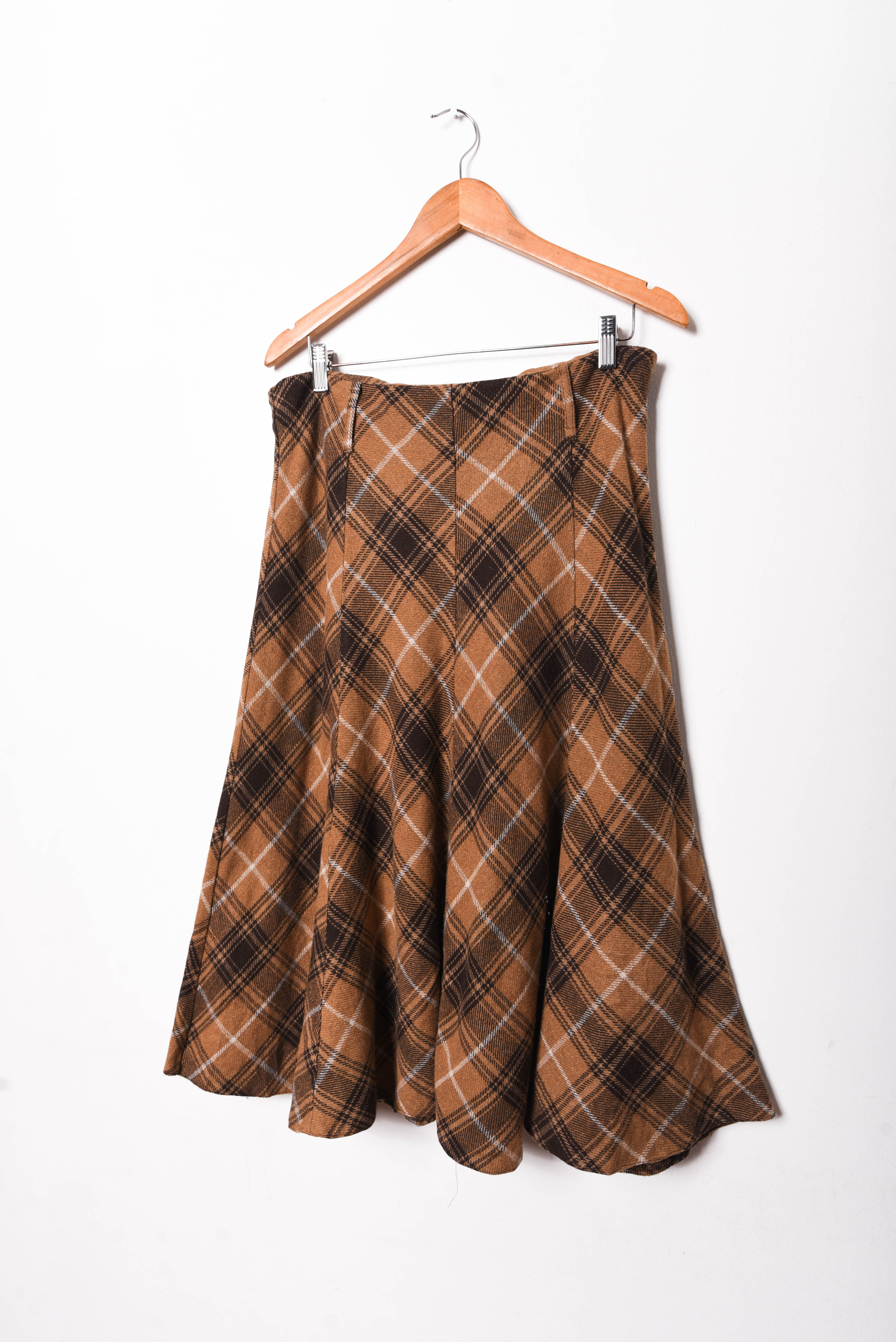 Maxi falda café tartán vintage