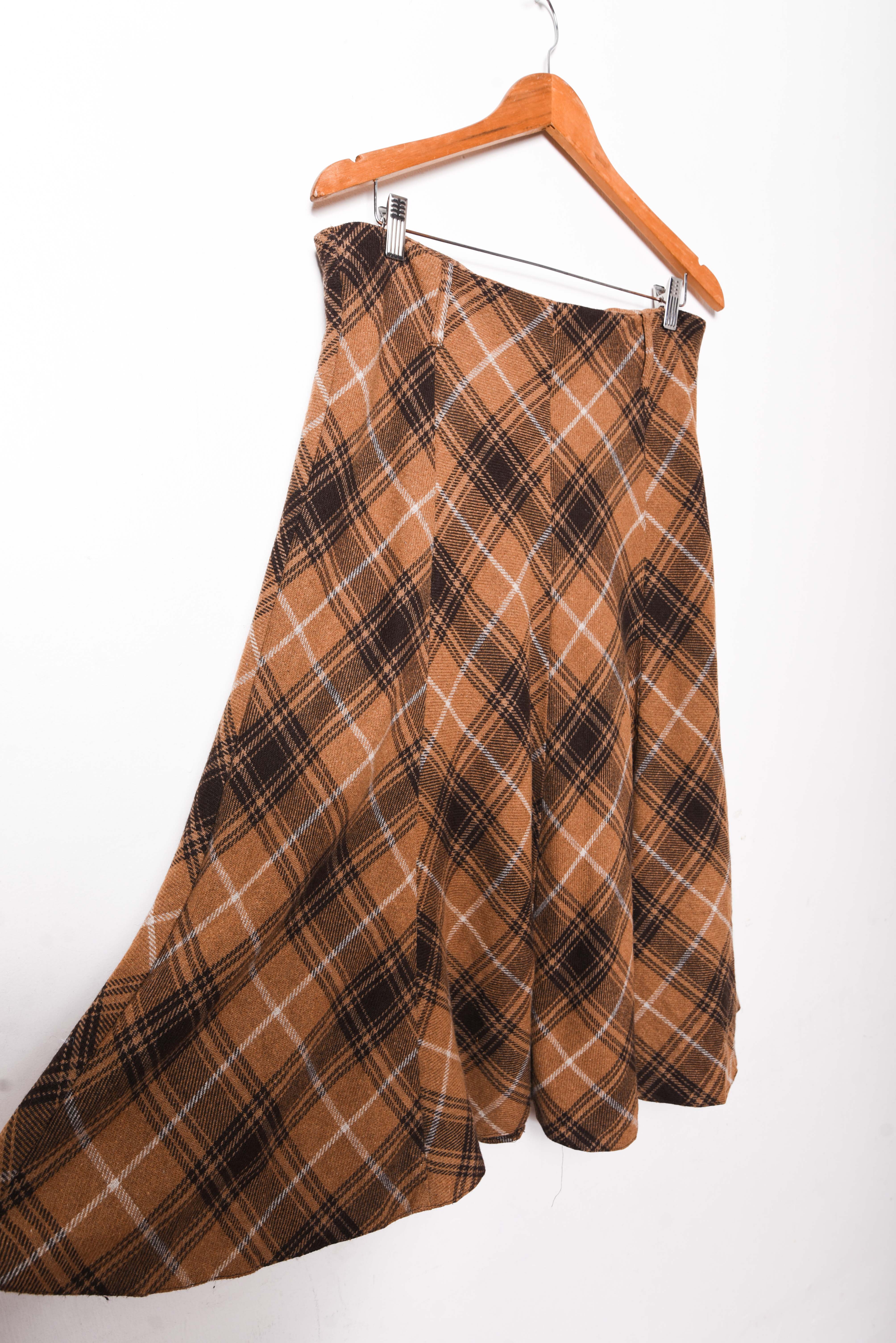 Maxi falda café tartán vintage