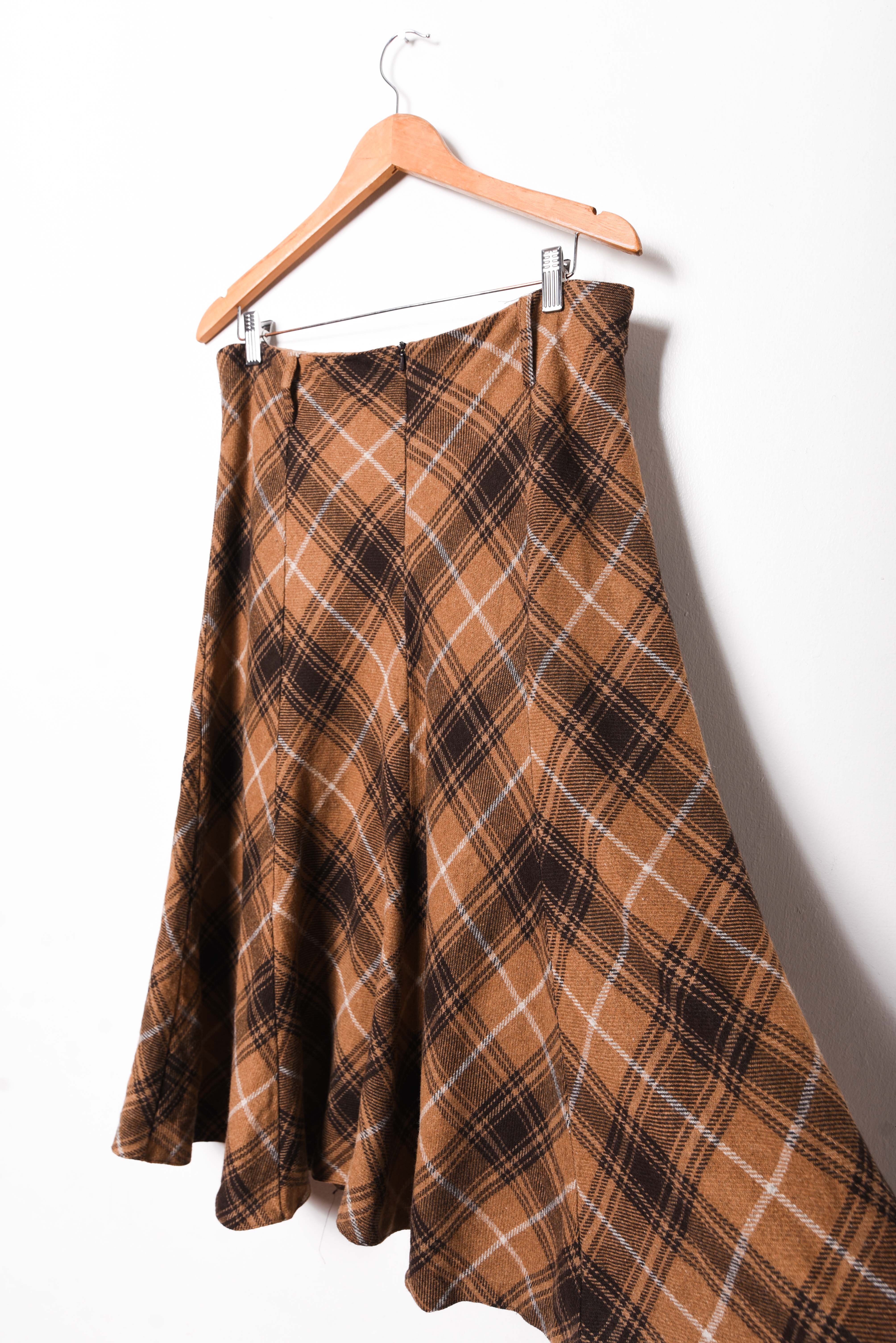 Maxi falda café tartán vintage