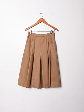 Falda midi café lana vntg