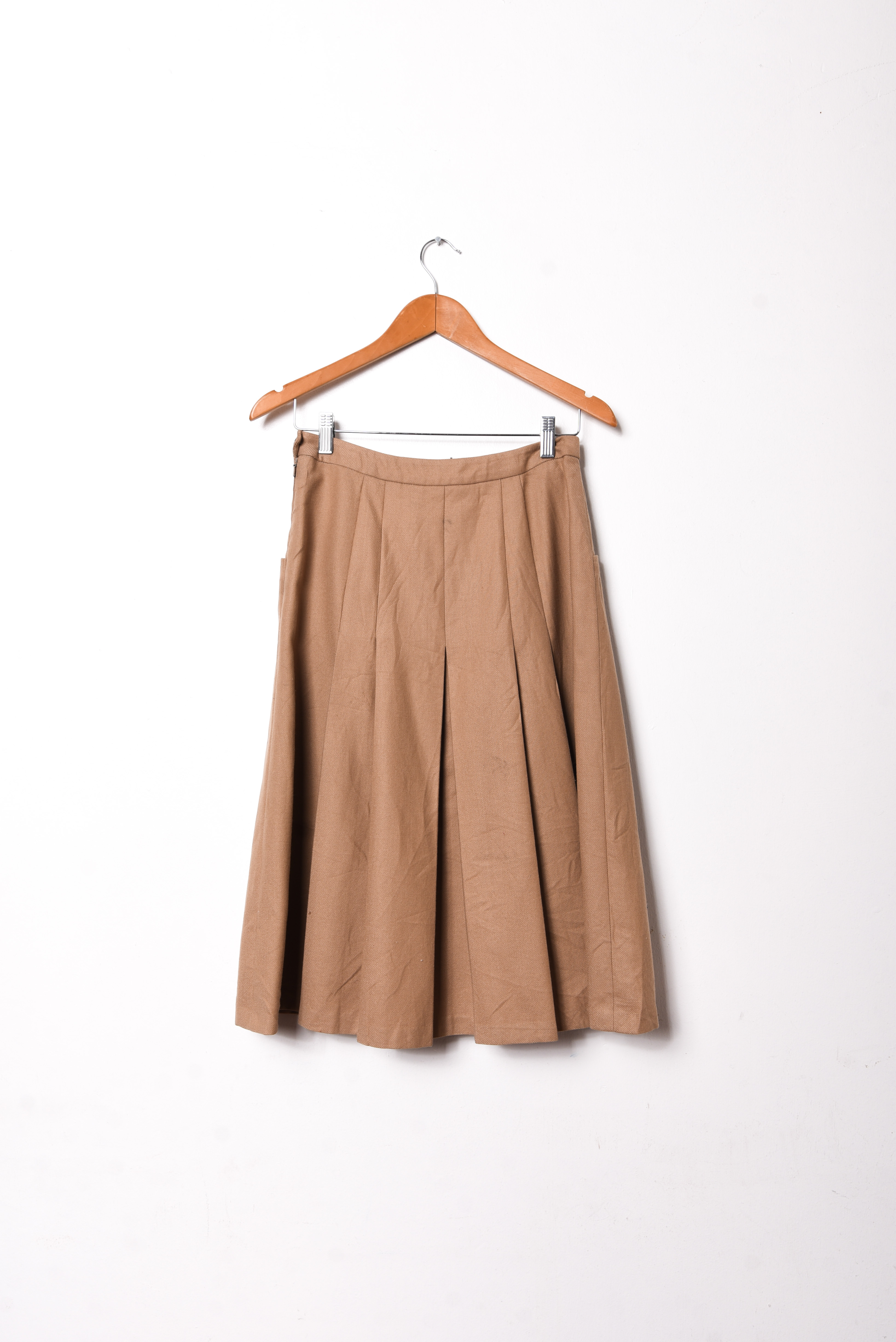 Falda midi café lana vntg