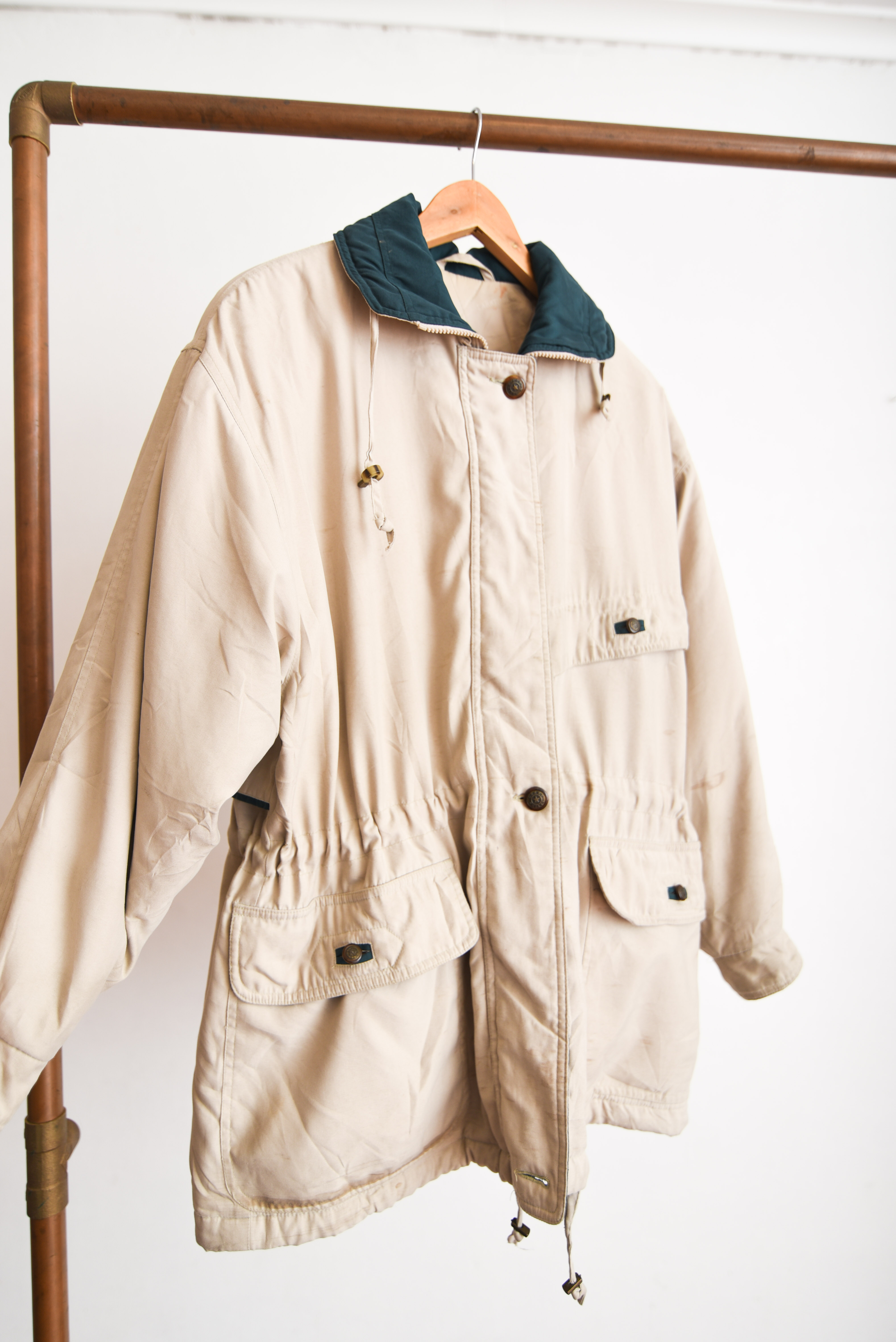 Parka beige y verde 90s