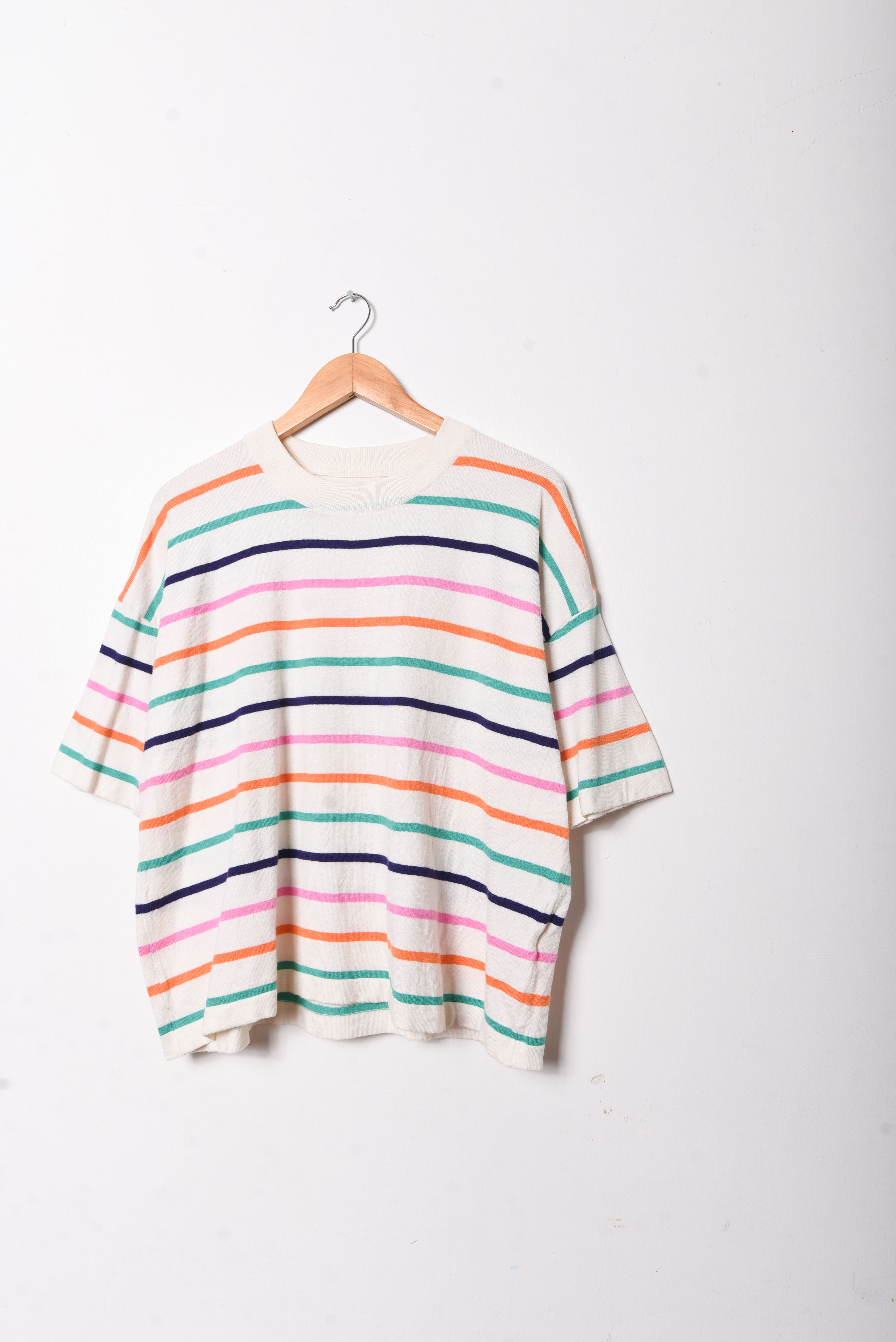Top tejido rayado marfil