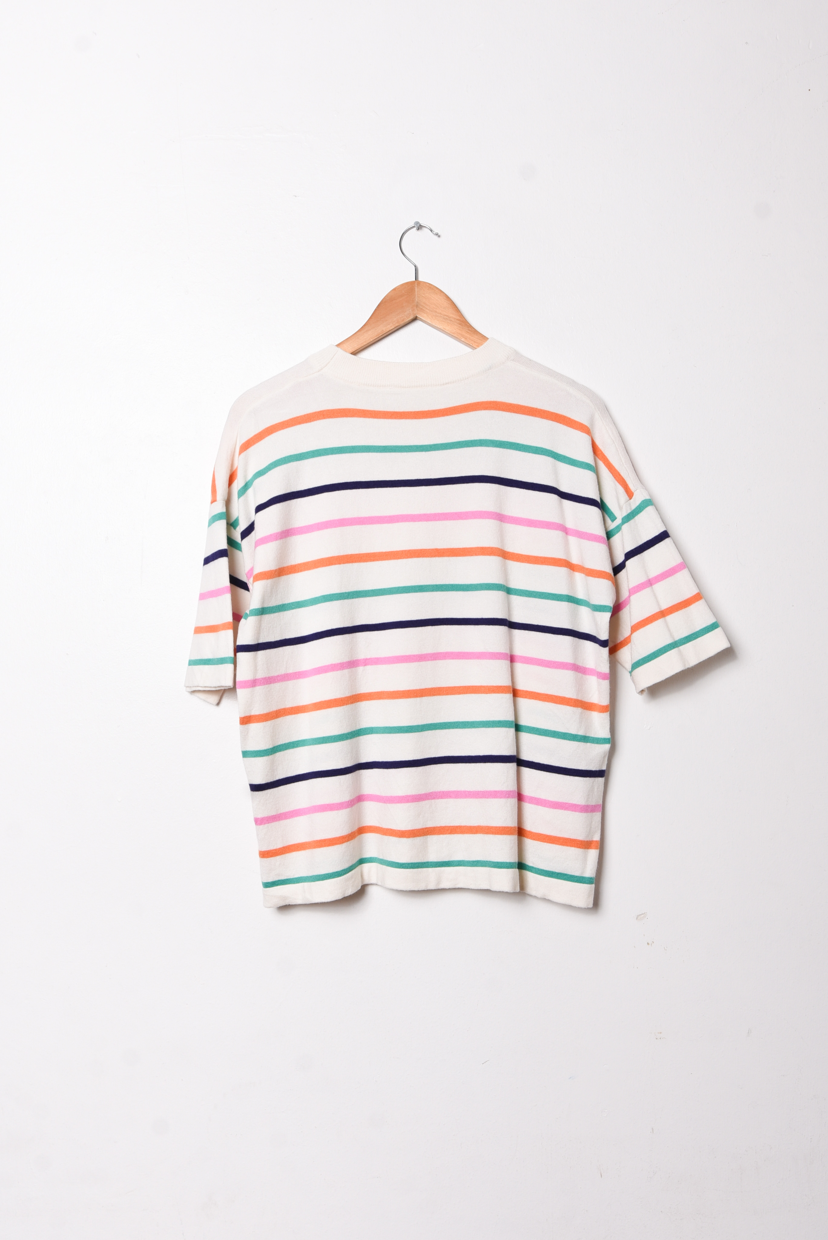 Top tejido rayado marfil