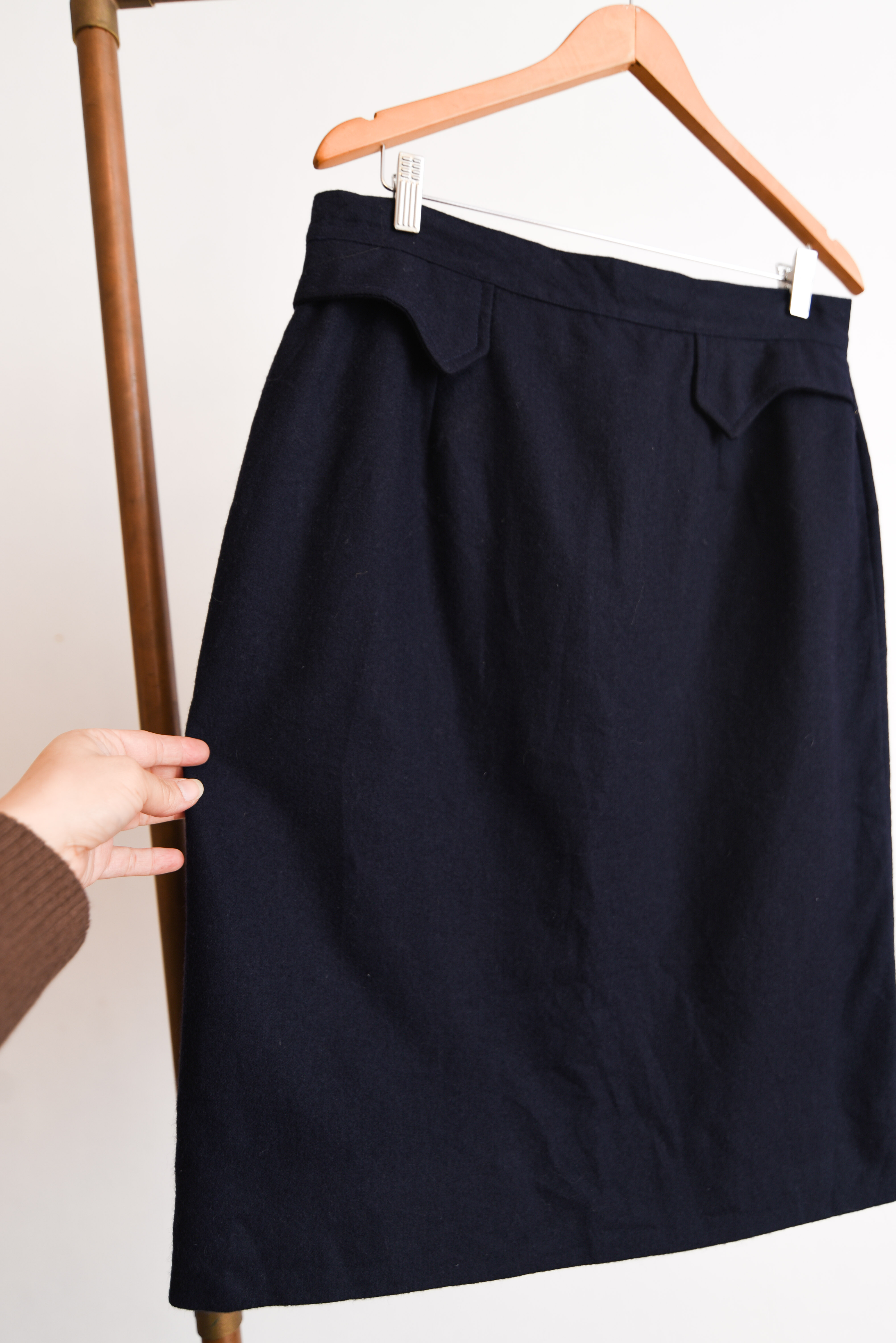 Falda lana azul navy vintage