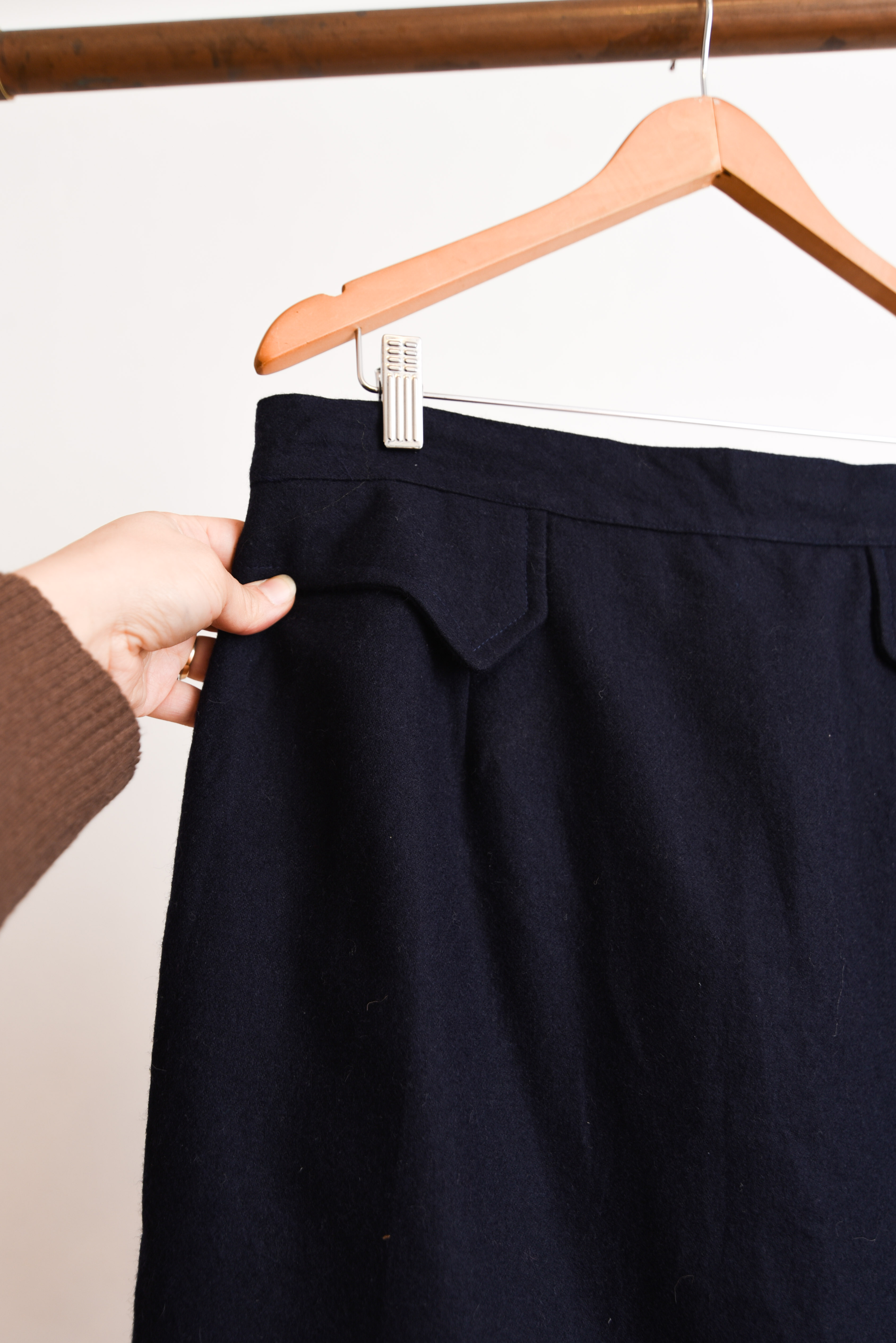 Falda lana azul navy vintage