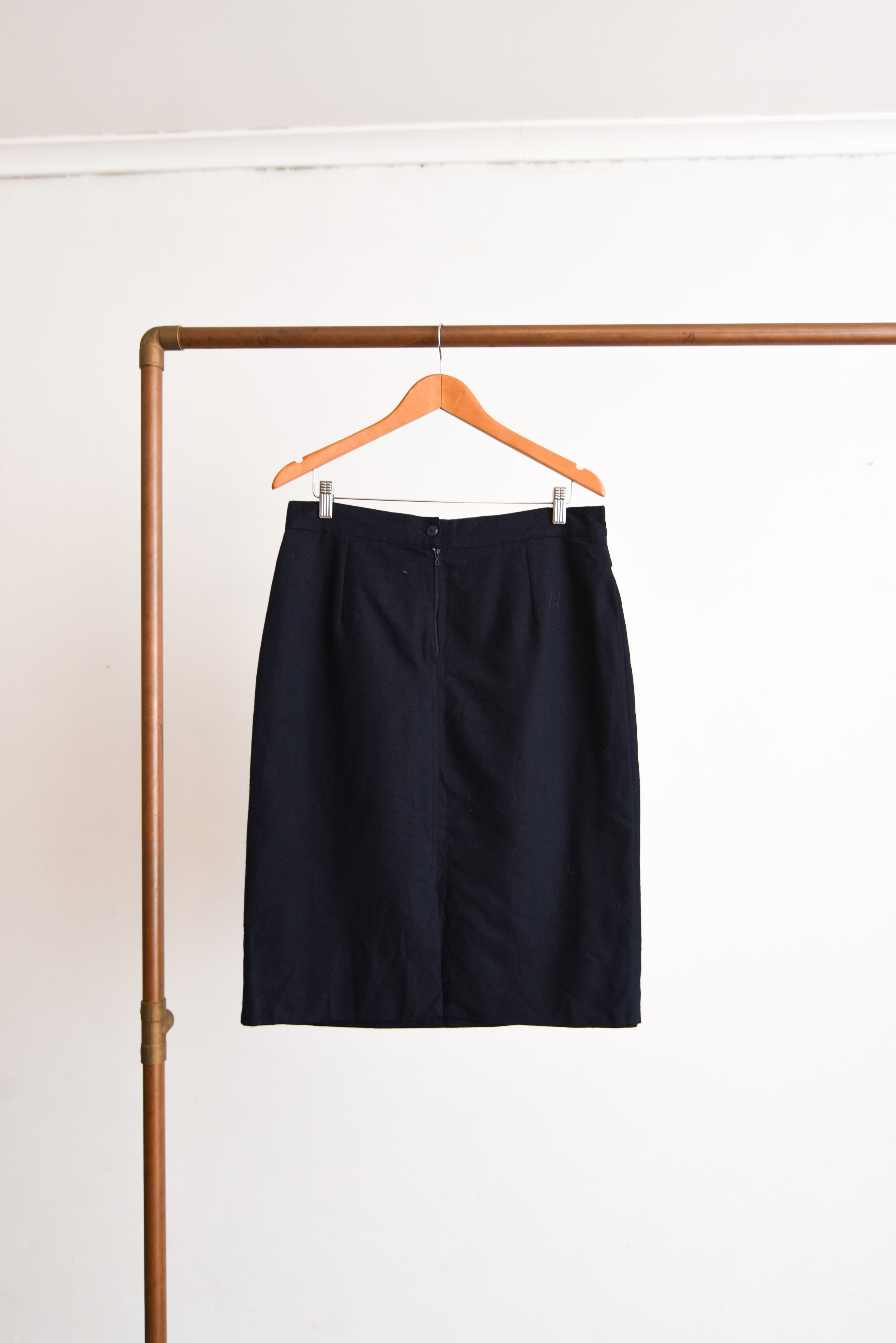 Falda lana azul navy vintage