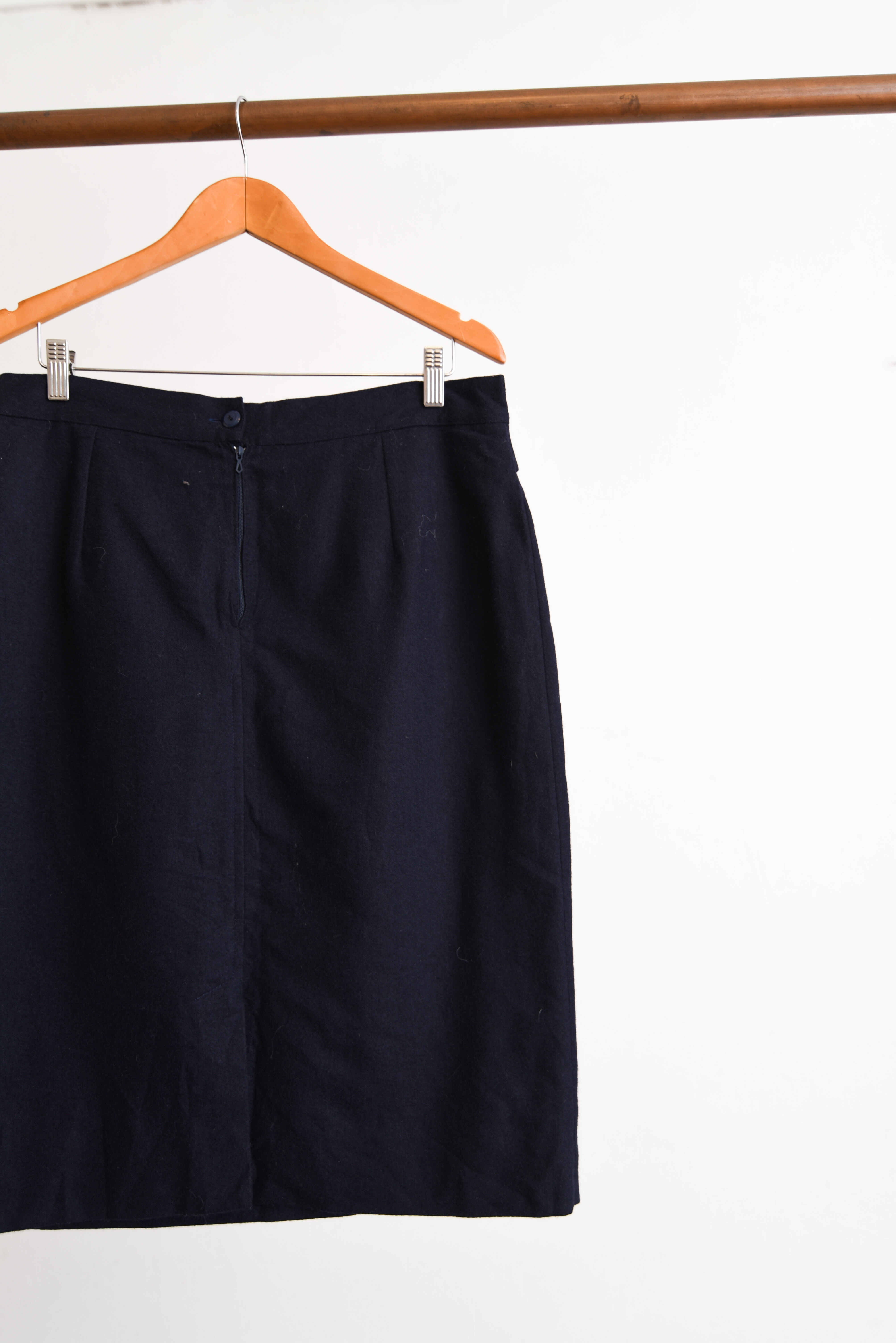 Falda lana azul navy vintage
