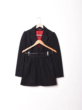 Power suit azul pinstripe vintage lana