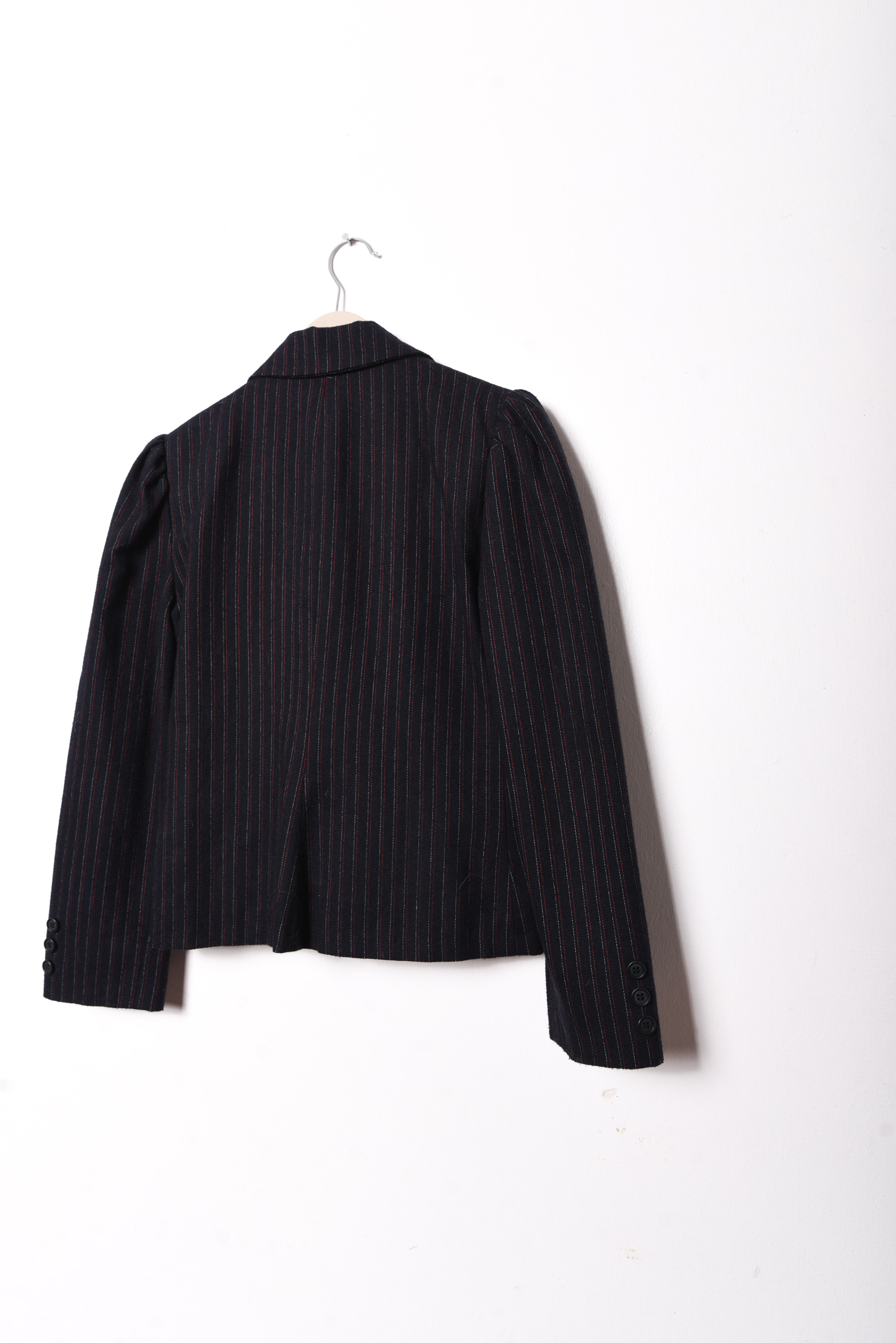 Power suit azul pinstripe vintage lana
