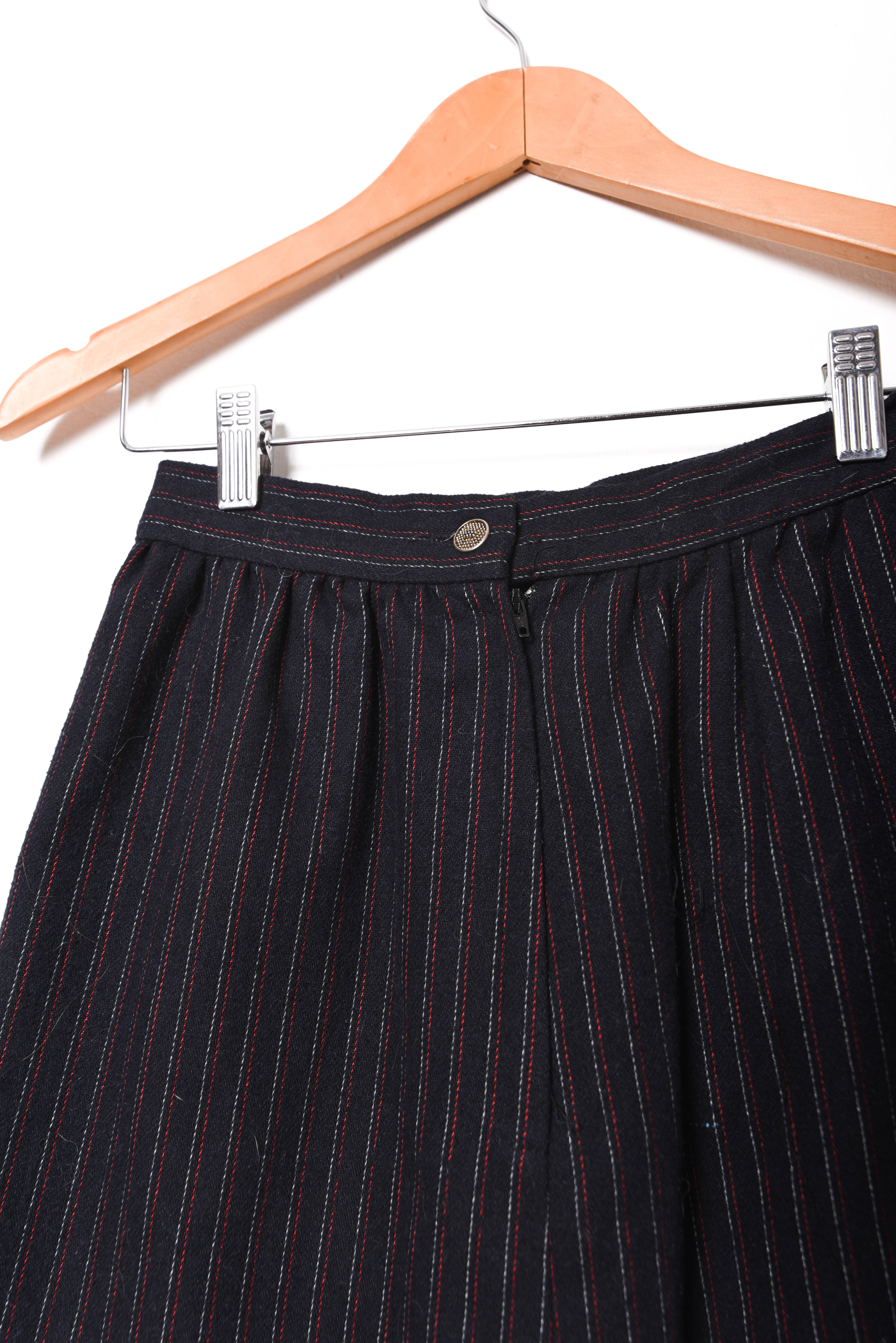 Power suit azul pinstripe vintage lana