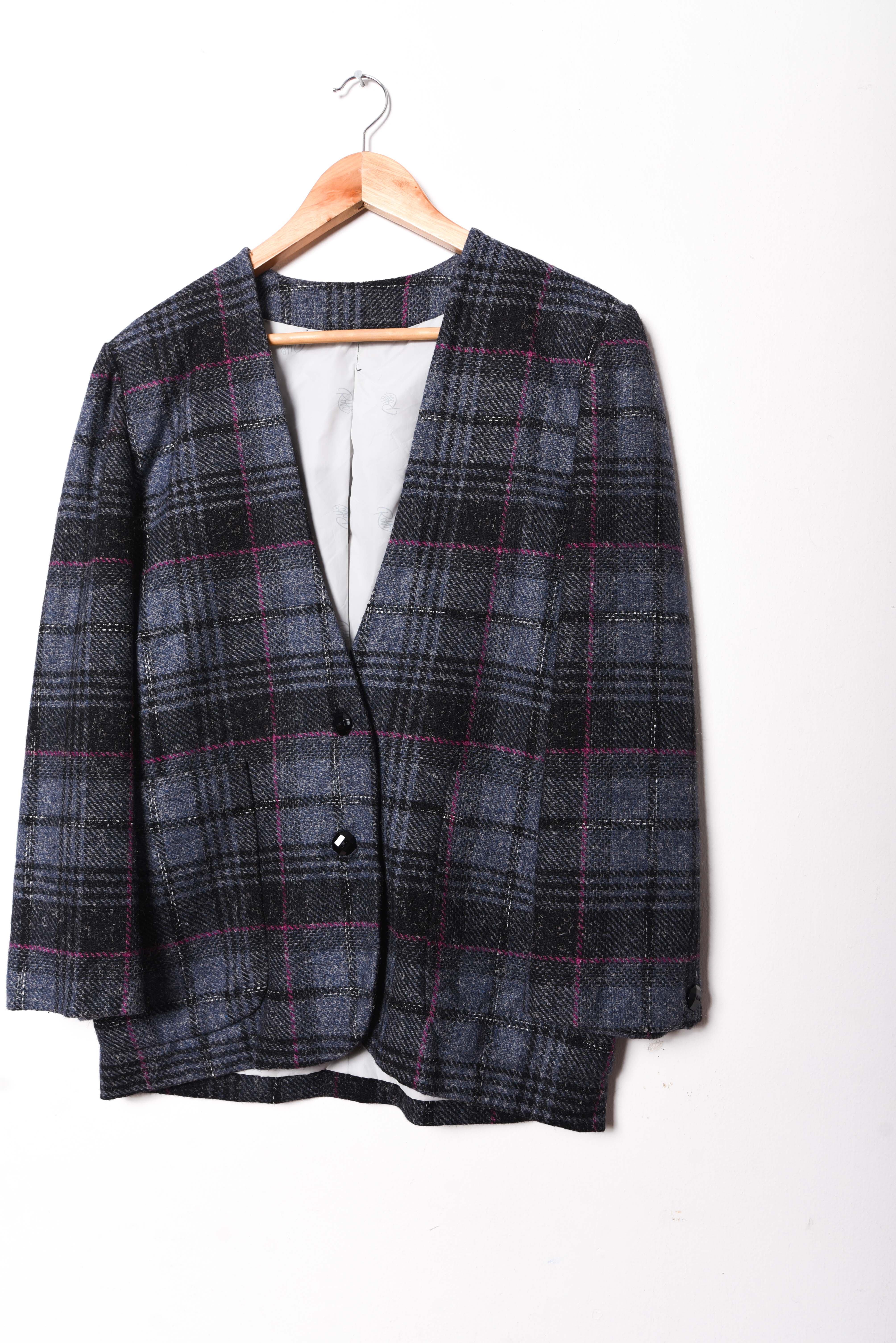 Blazer morado tartán vintage