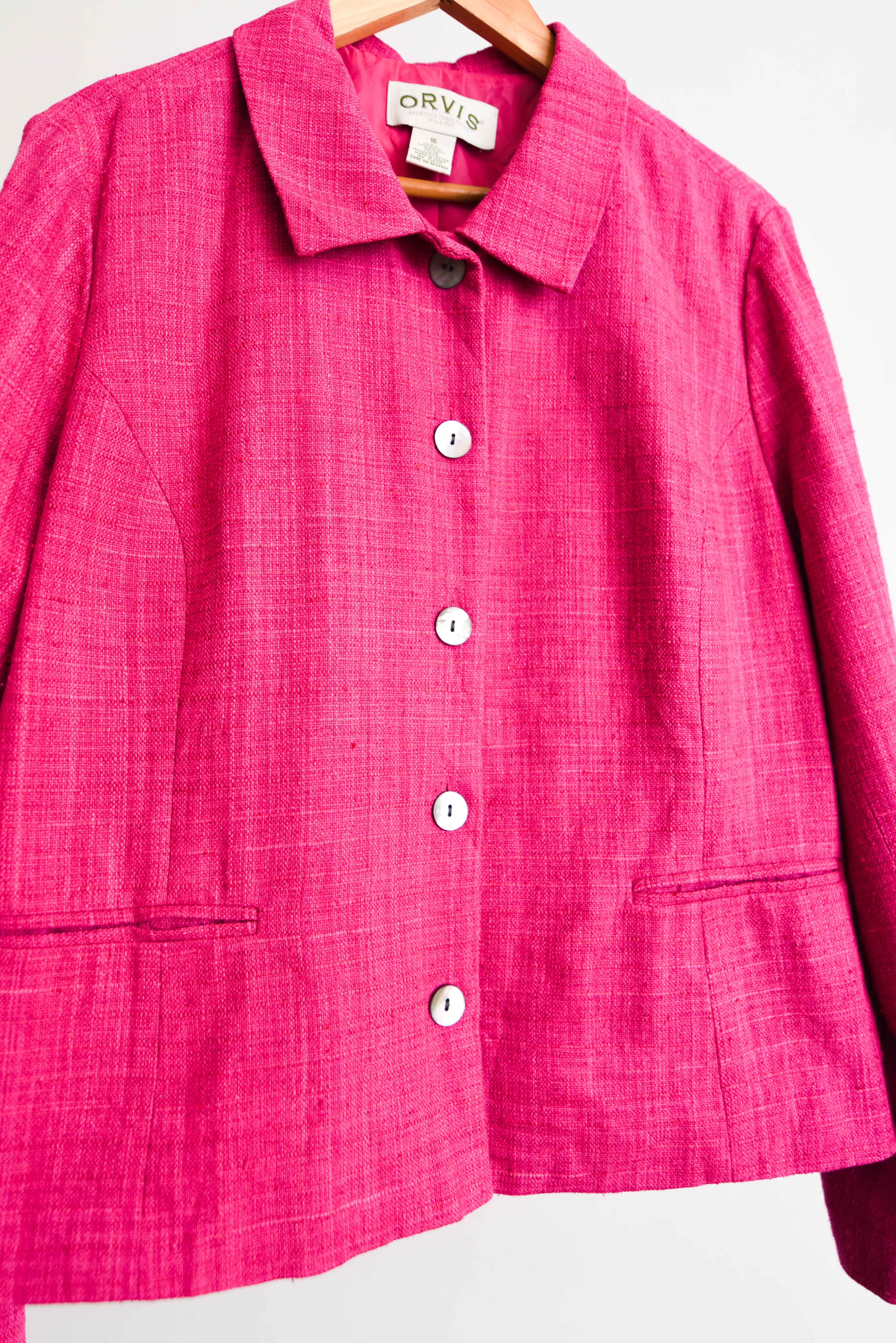 Chaqueta power pink seda vintage