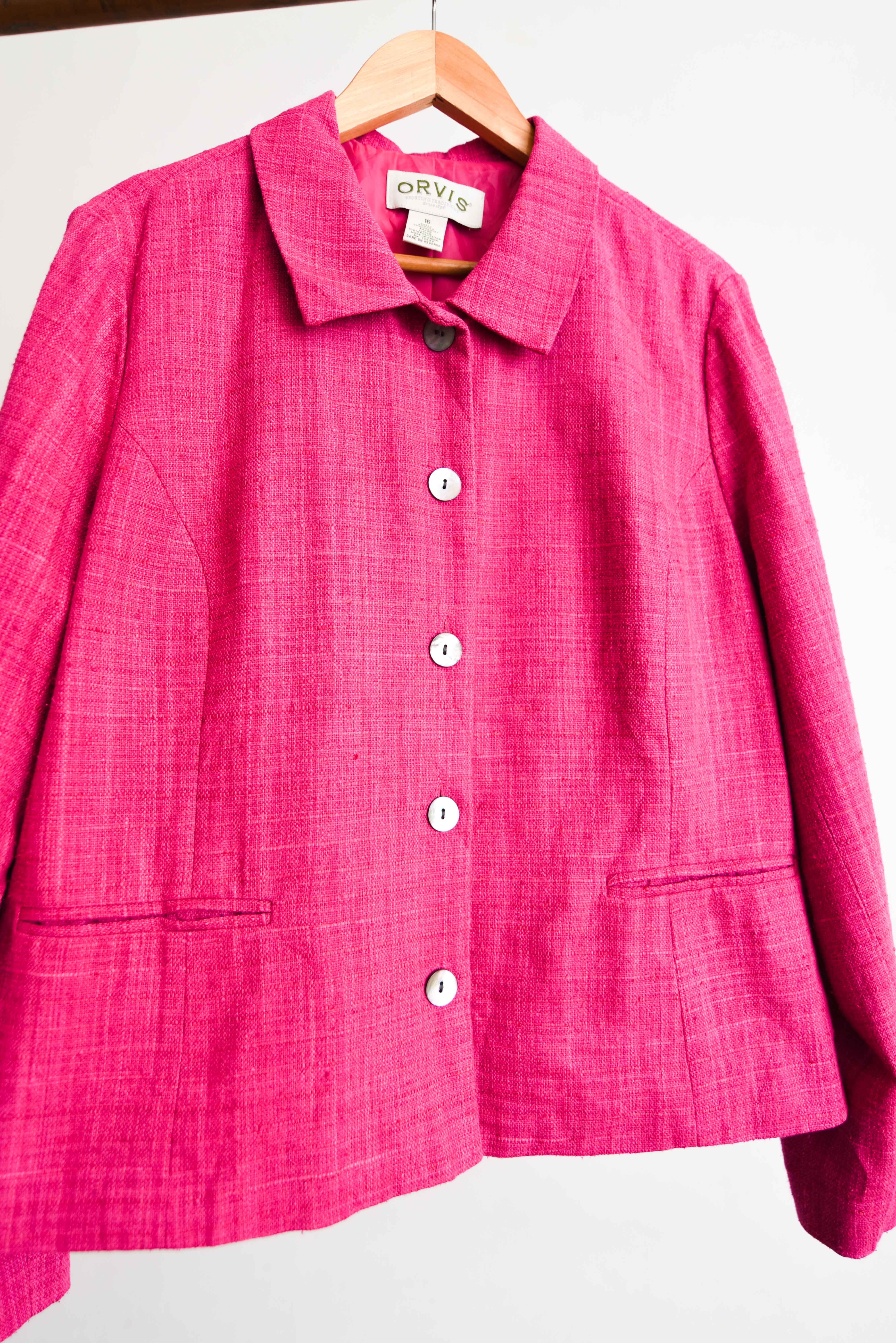 Chaqueta power pink seda vintage