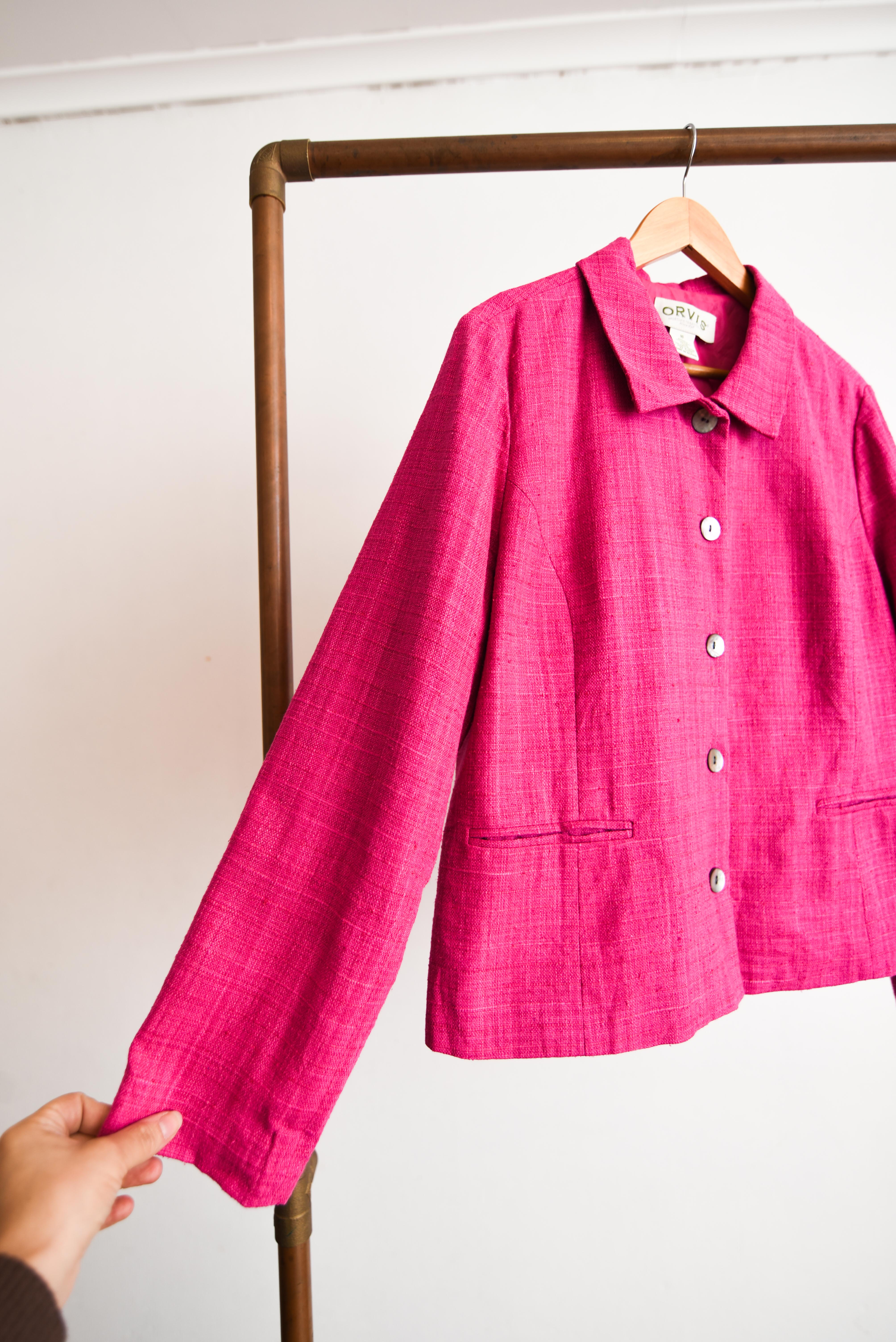 Chaqueta power pink seda vintage