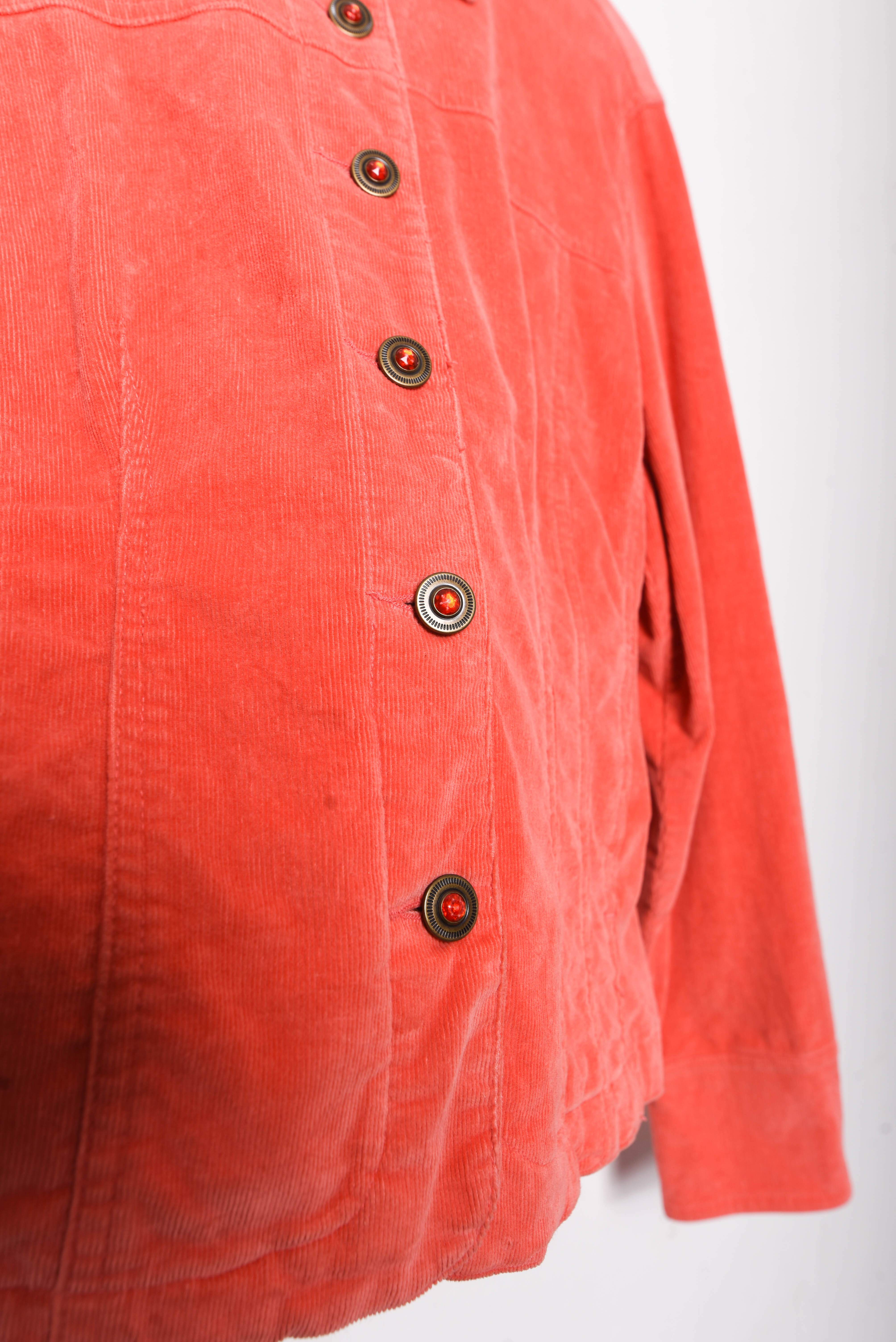 Chaqueta cotelé coral y2k