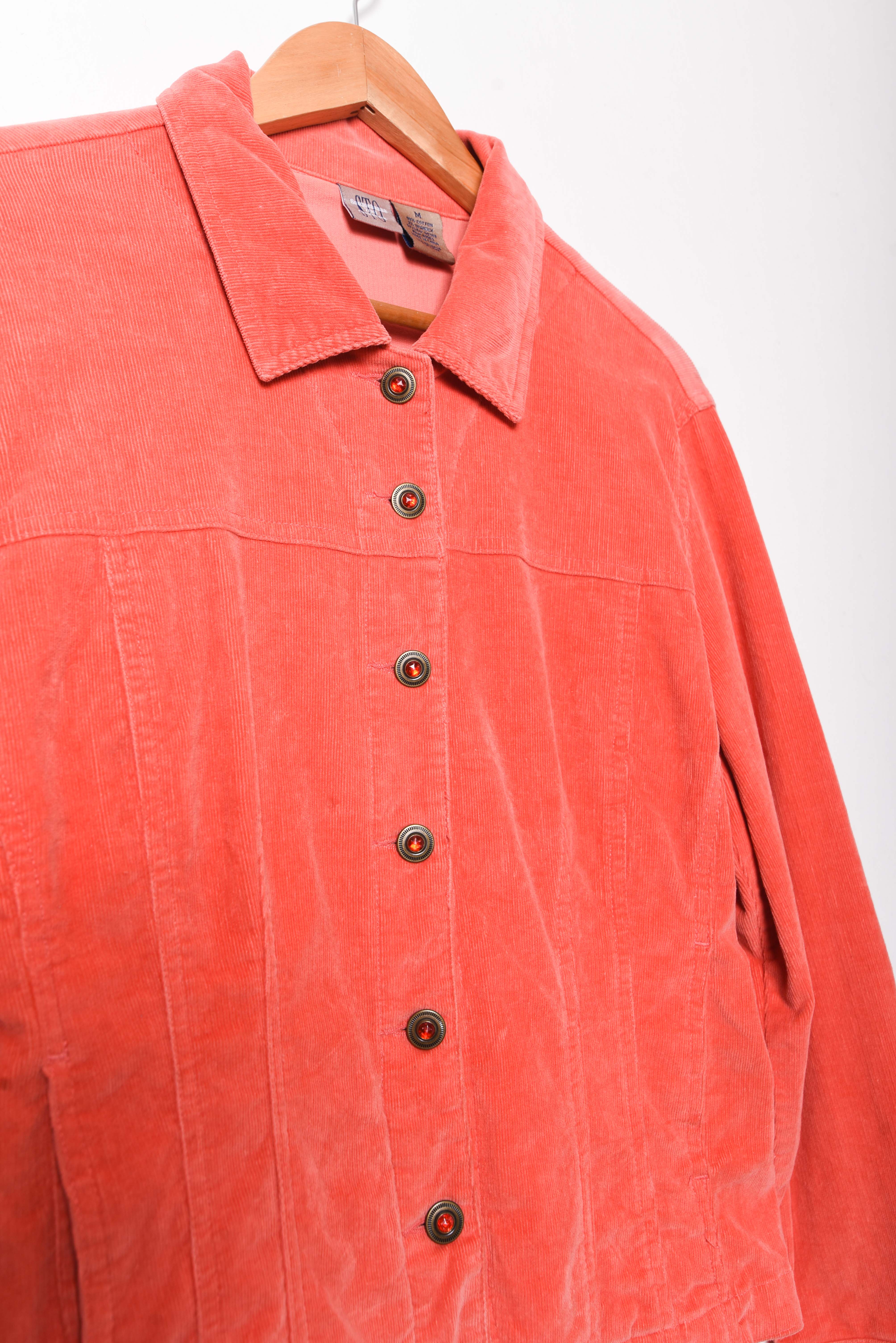 Chaqueta cotelé coral y2k