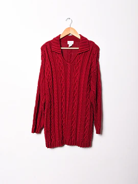 Chaleco rojo trenzado 90s