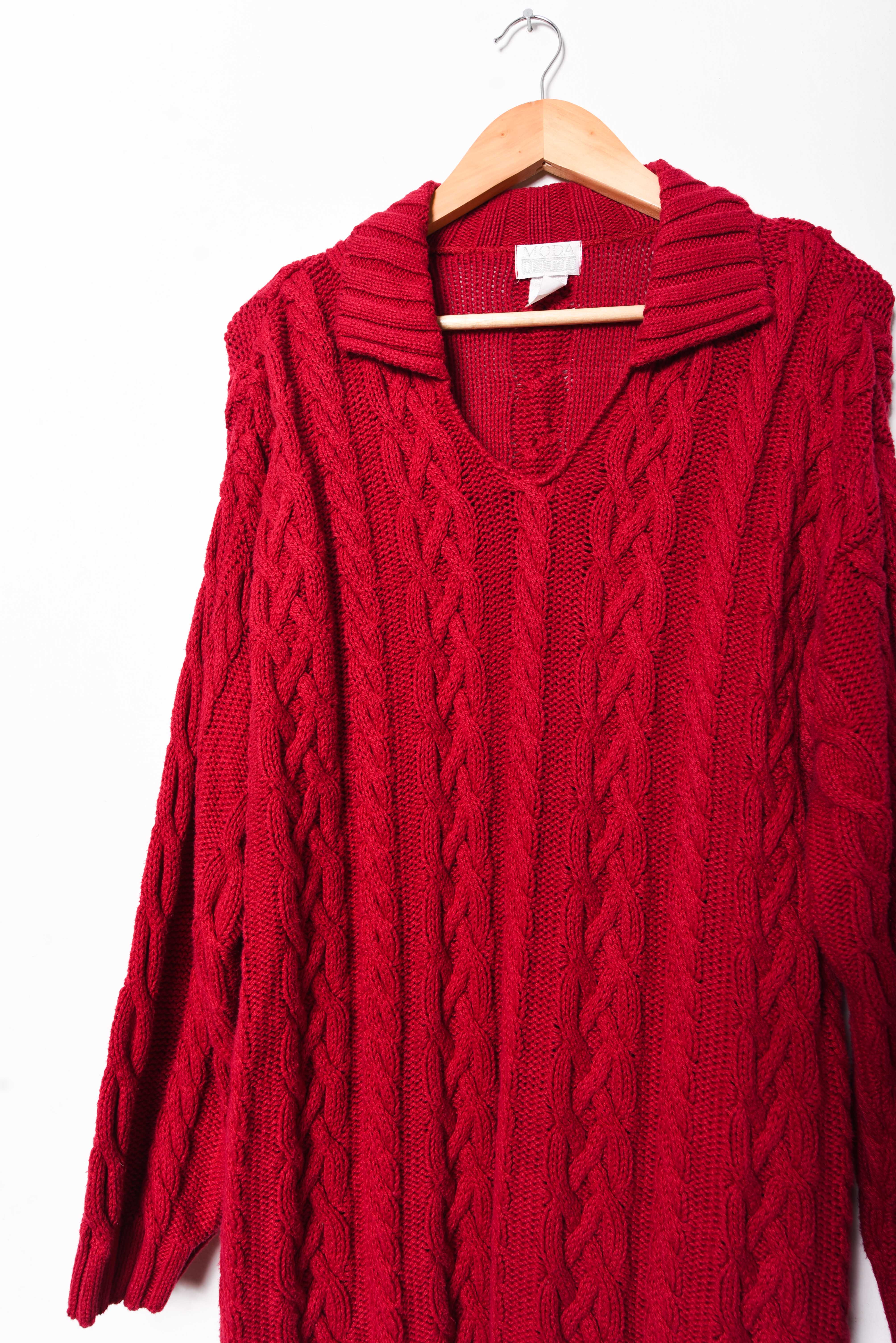 Chaleco rojo trenzado 90s