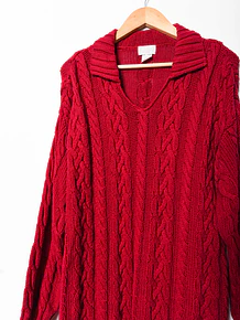 Chaleco rojo trenzado 90s