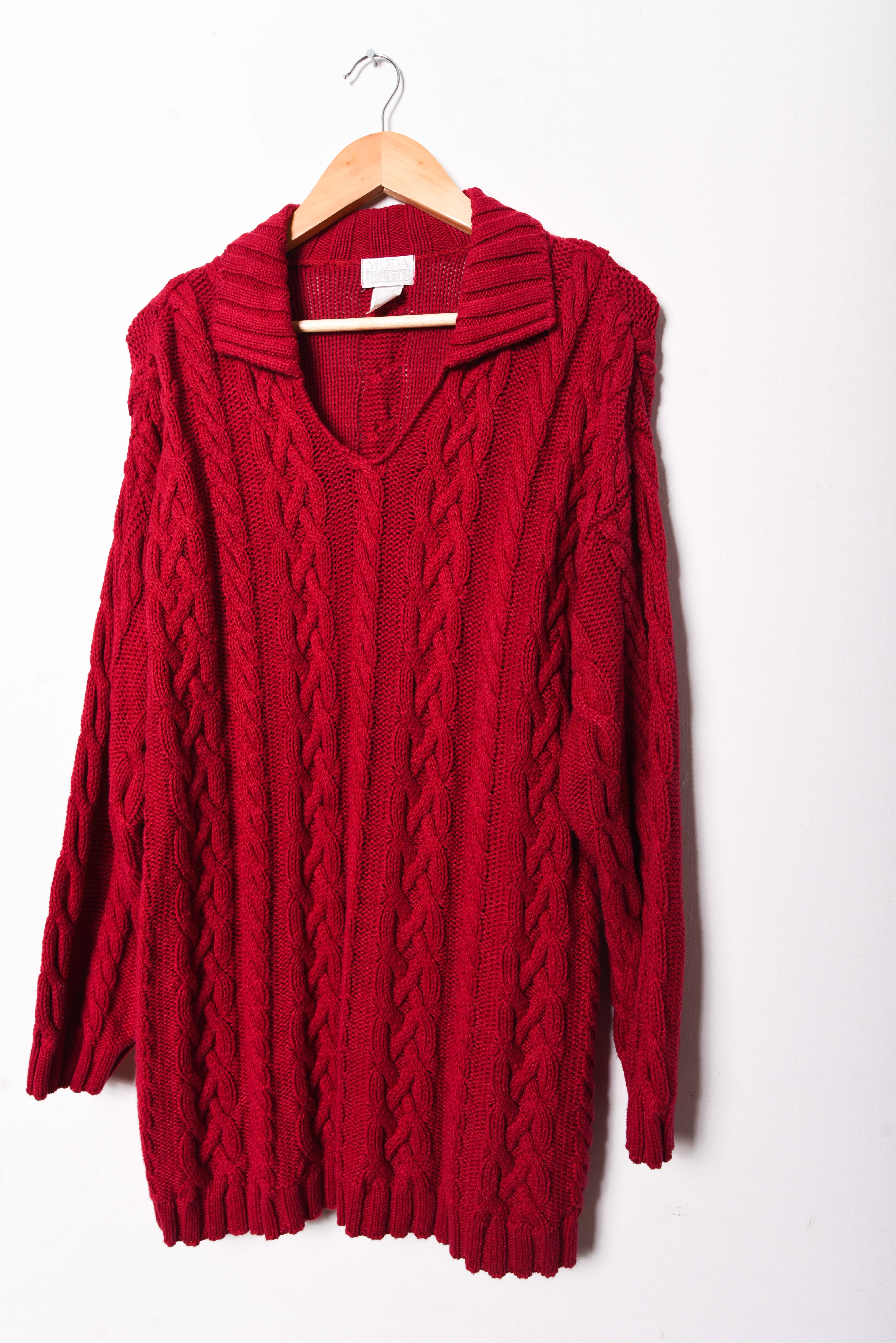 Chaleco rojo trenzado 90s