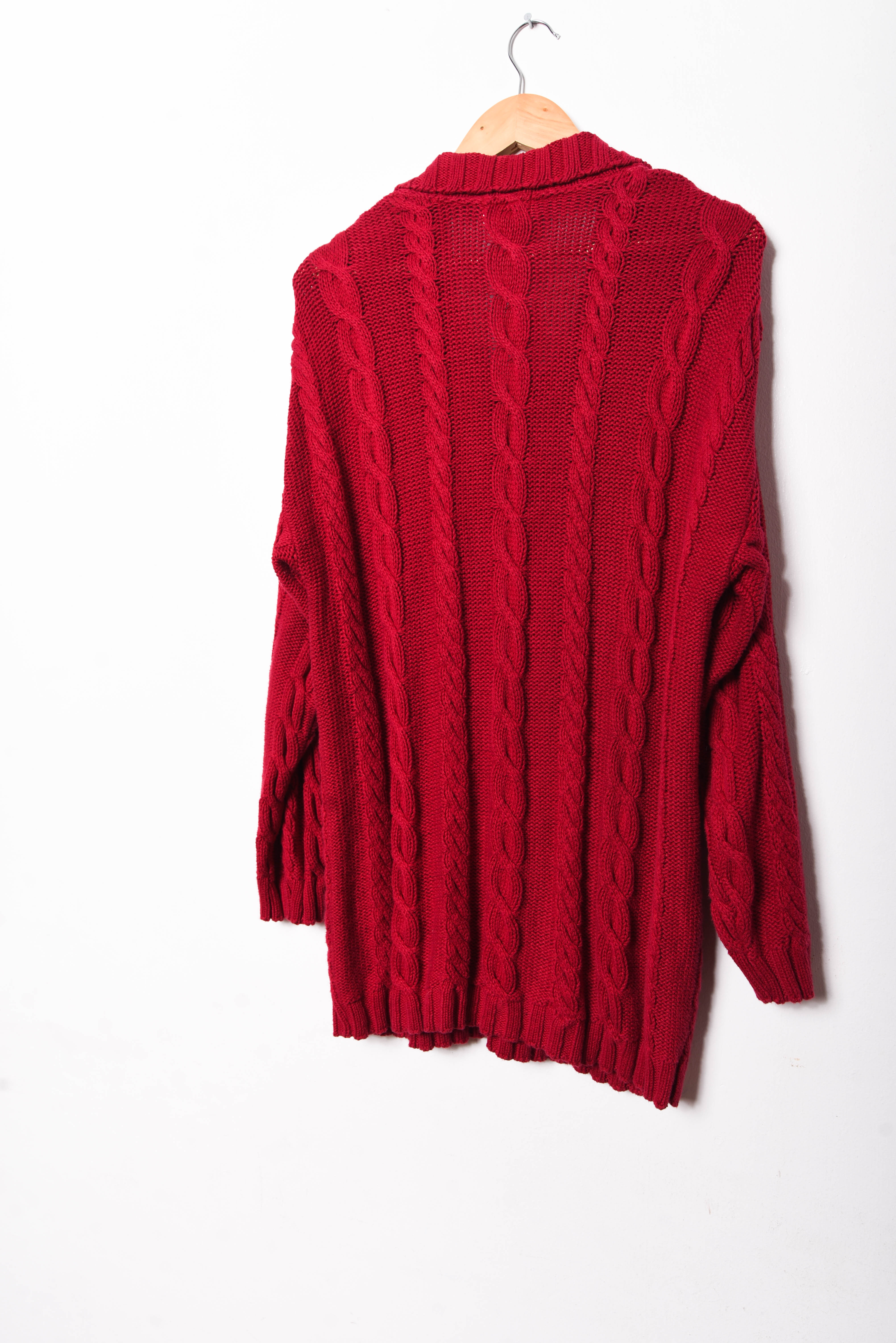 Chaleco rojo trenzado 90s
