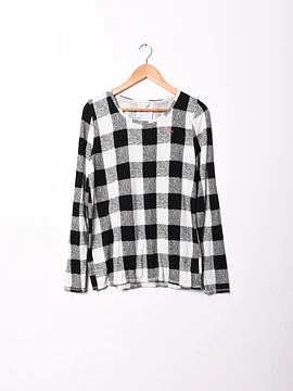 Polera b&w gingham