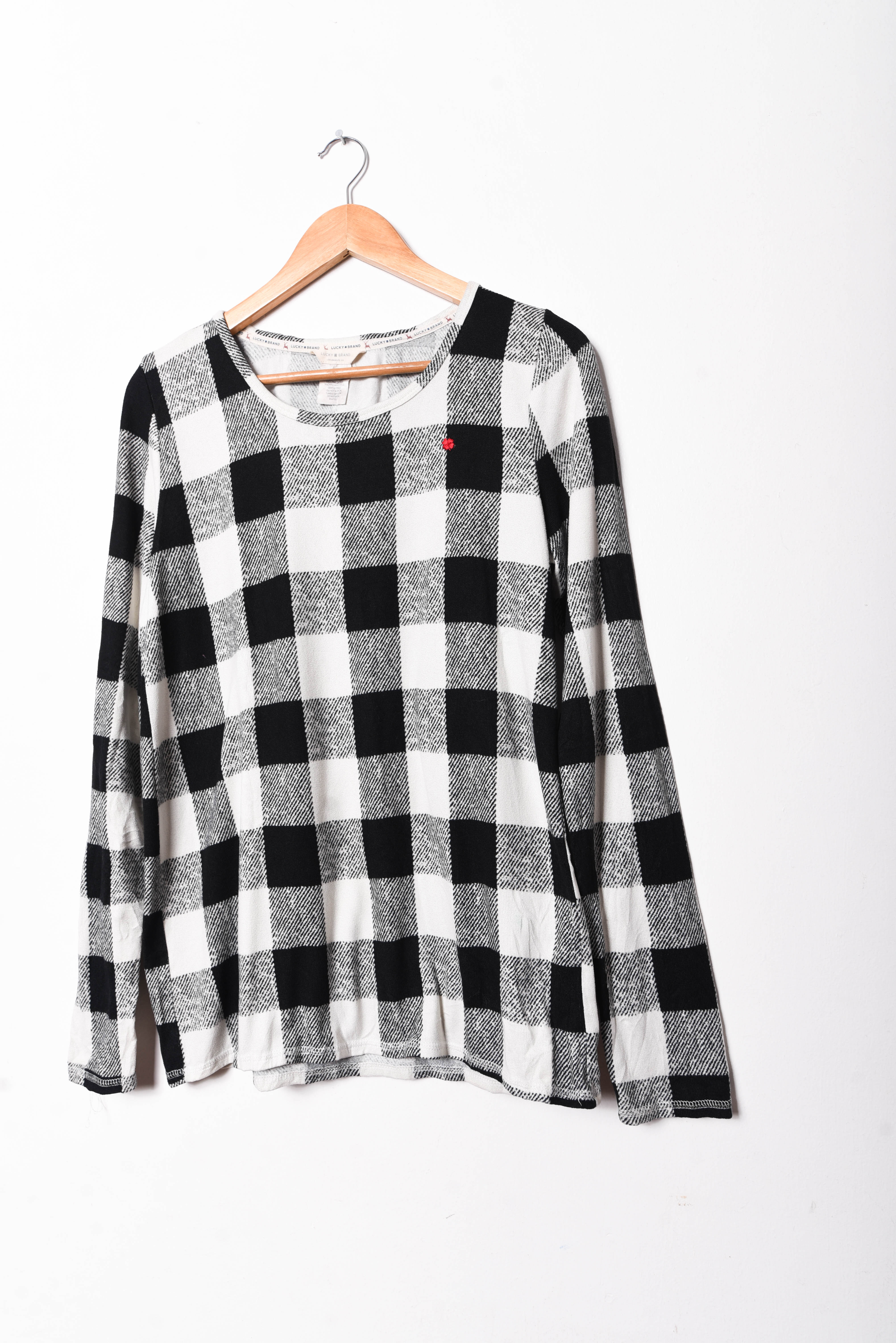 Polera b&w gingham