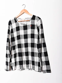 Polera b&w gingham