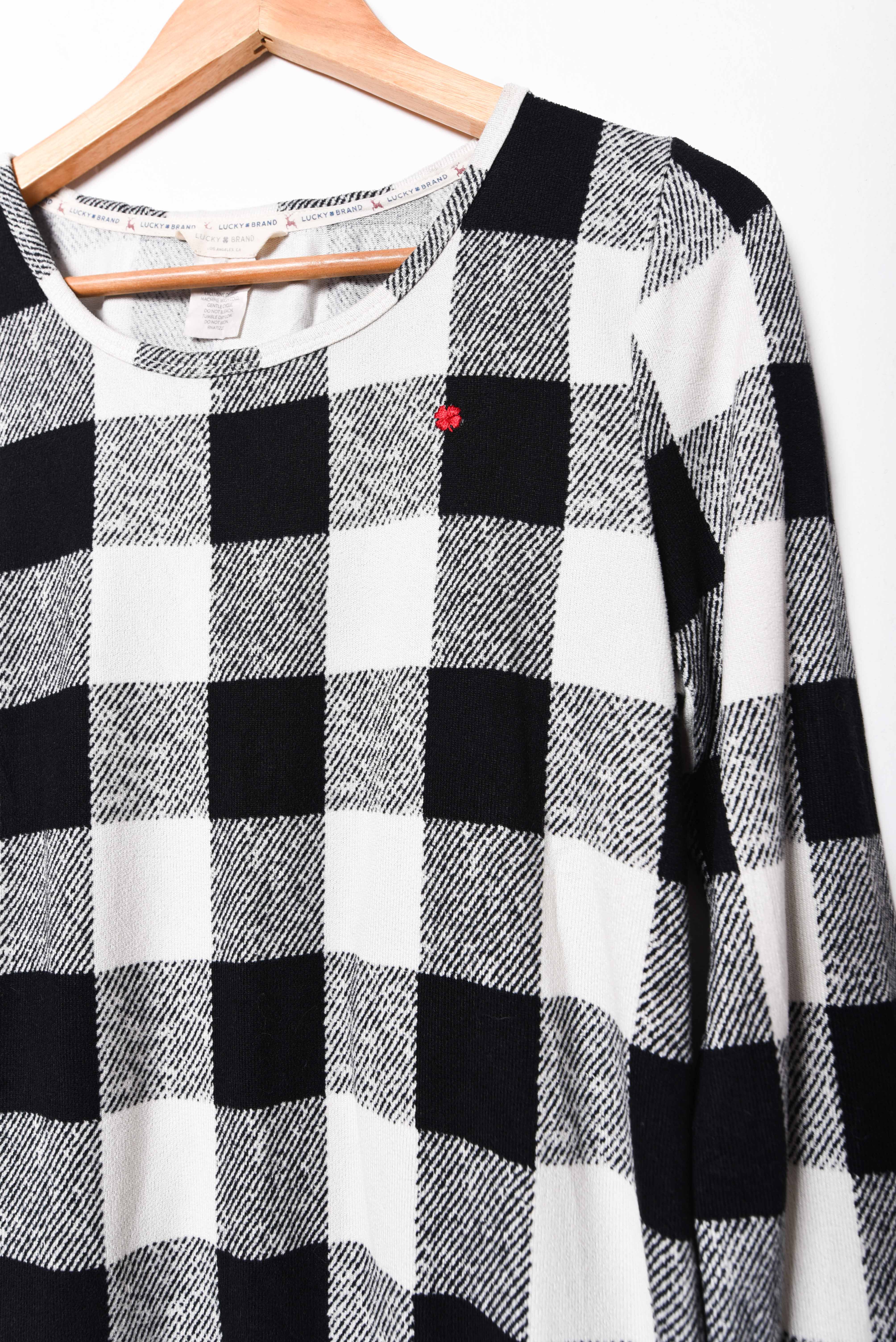 Polera b&w gingham