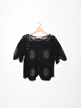 Top negro broderie boho