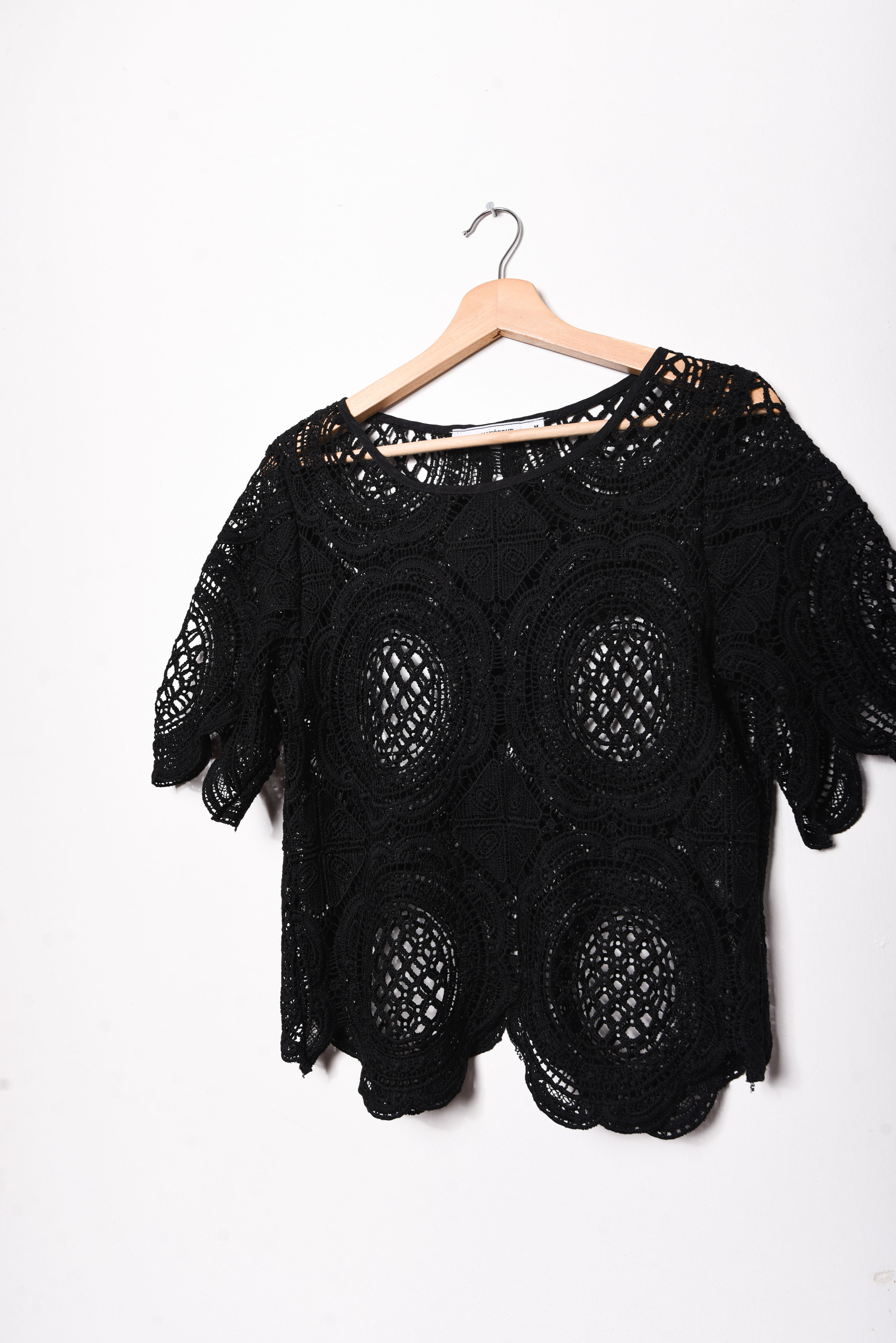Top negro broderie boho
