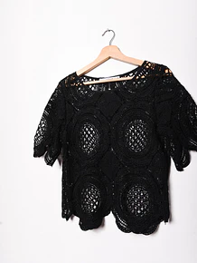 Top negro broderie boho