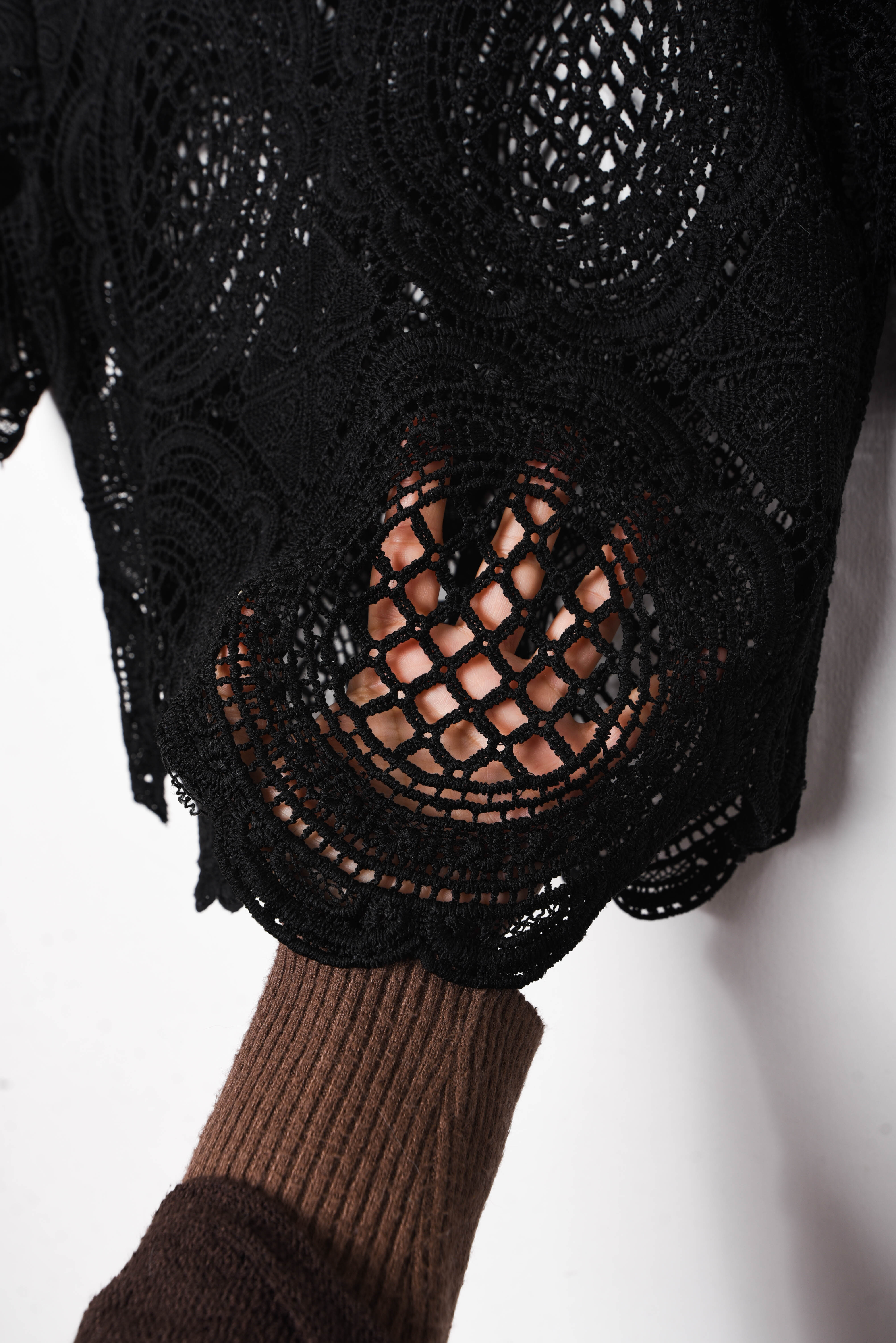 Top negro broderie boho