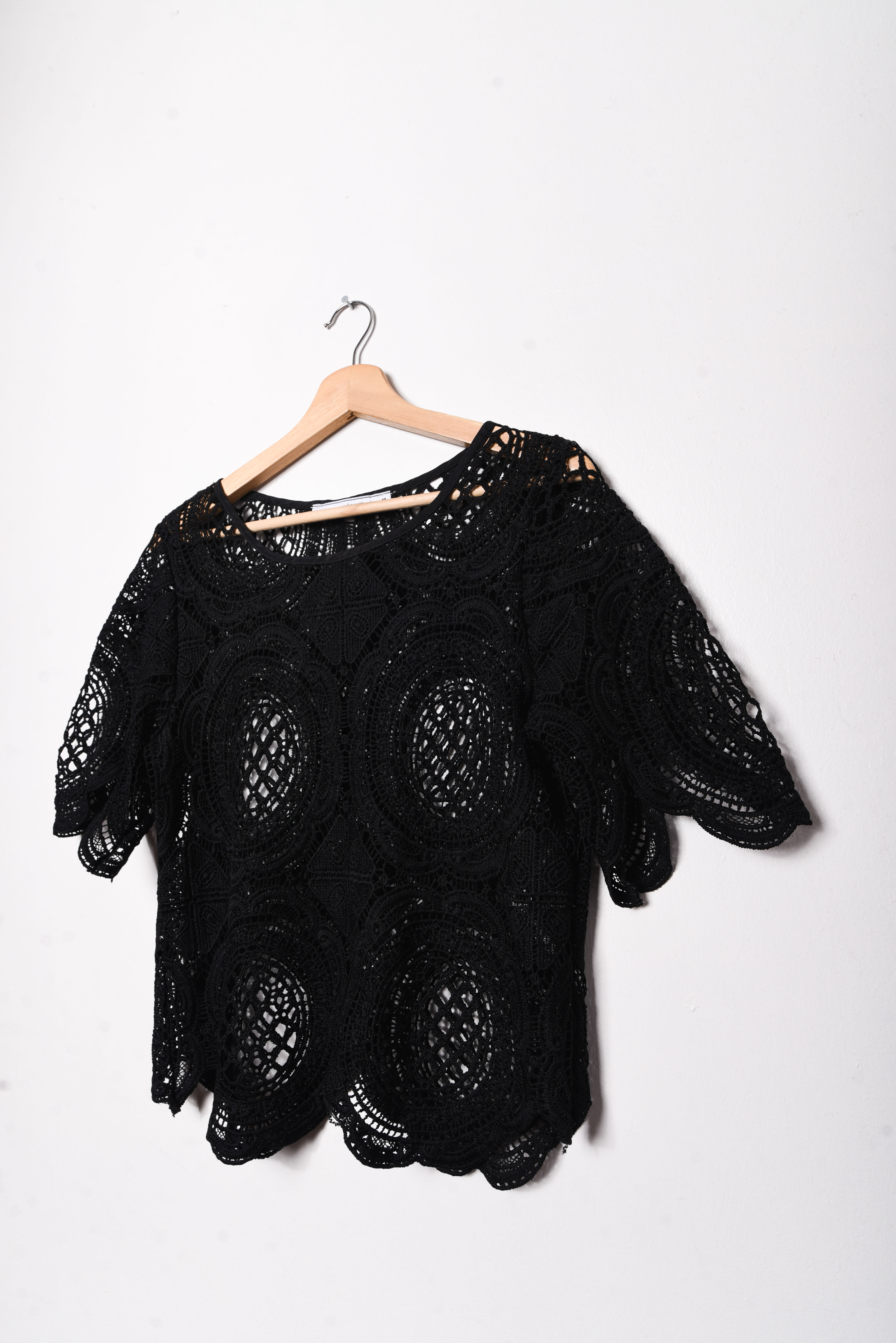 Top negro broderie boho