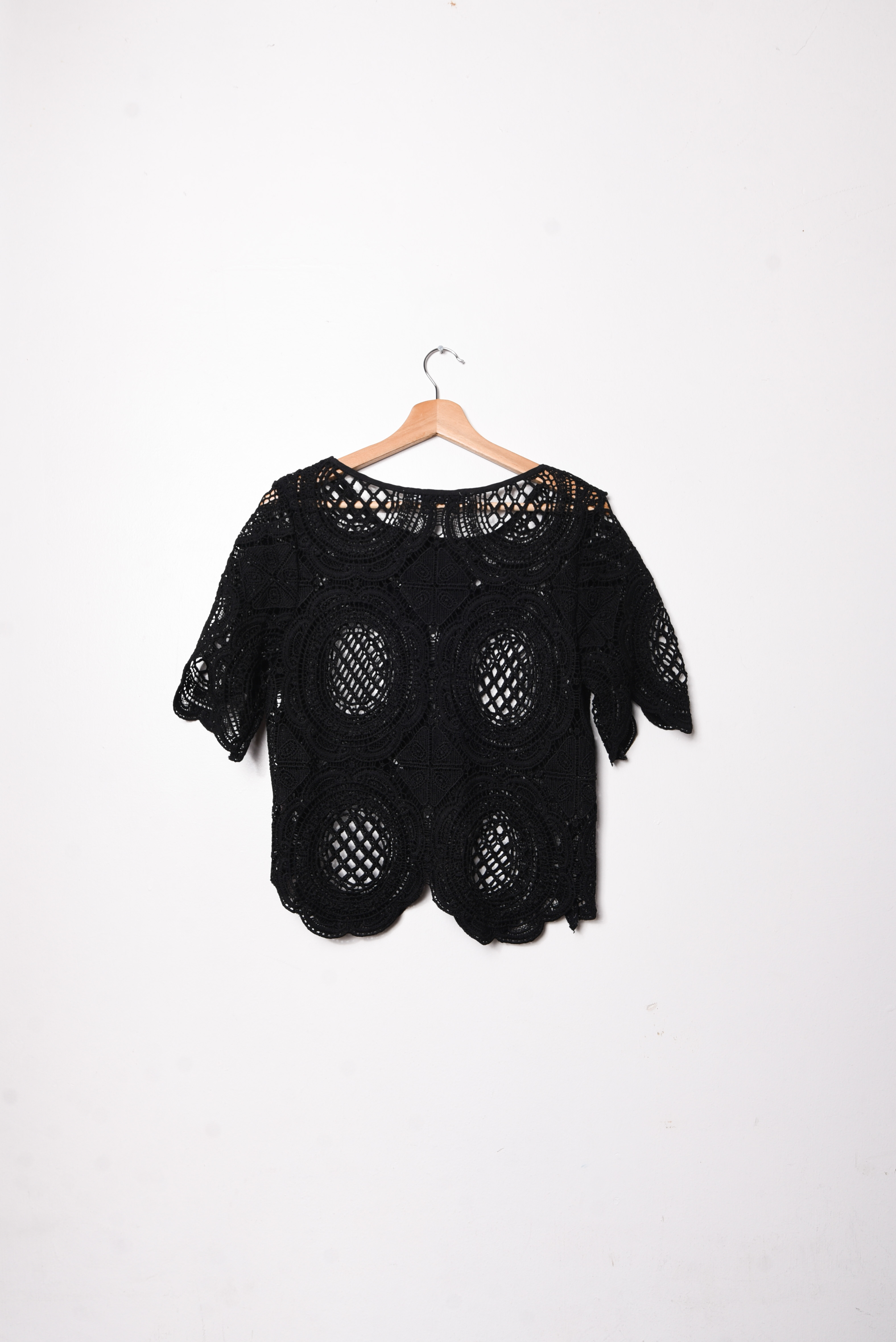 Top negro broderie boho