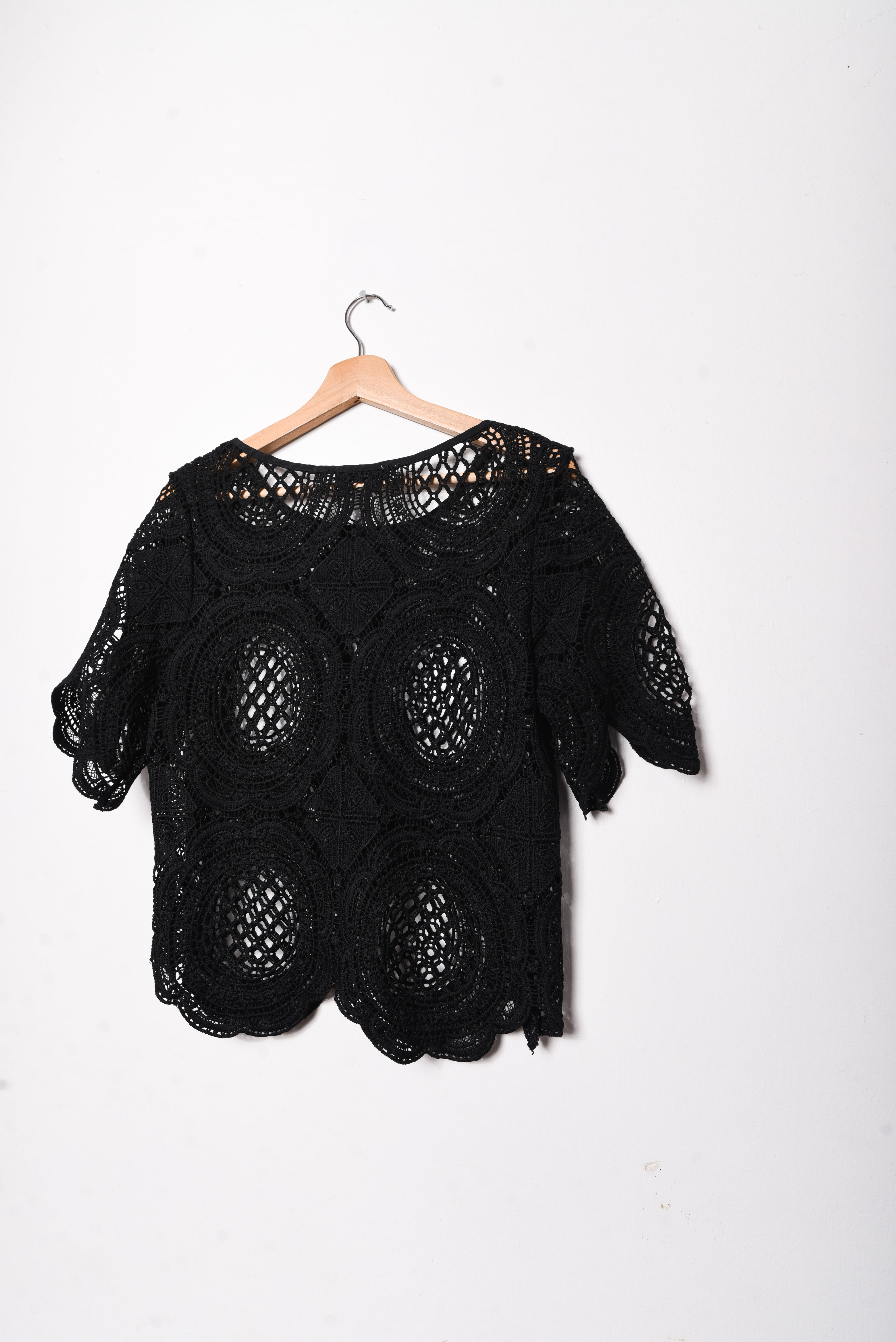 Top negro broderie boho