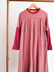 Maxi vestido rojo rosa pata de gallo