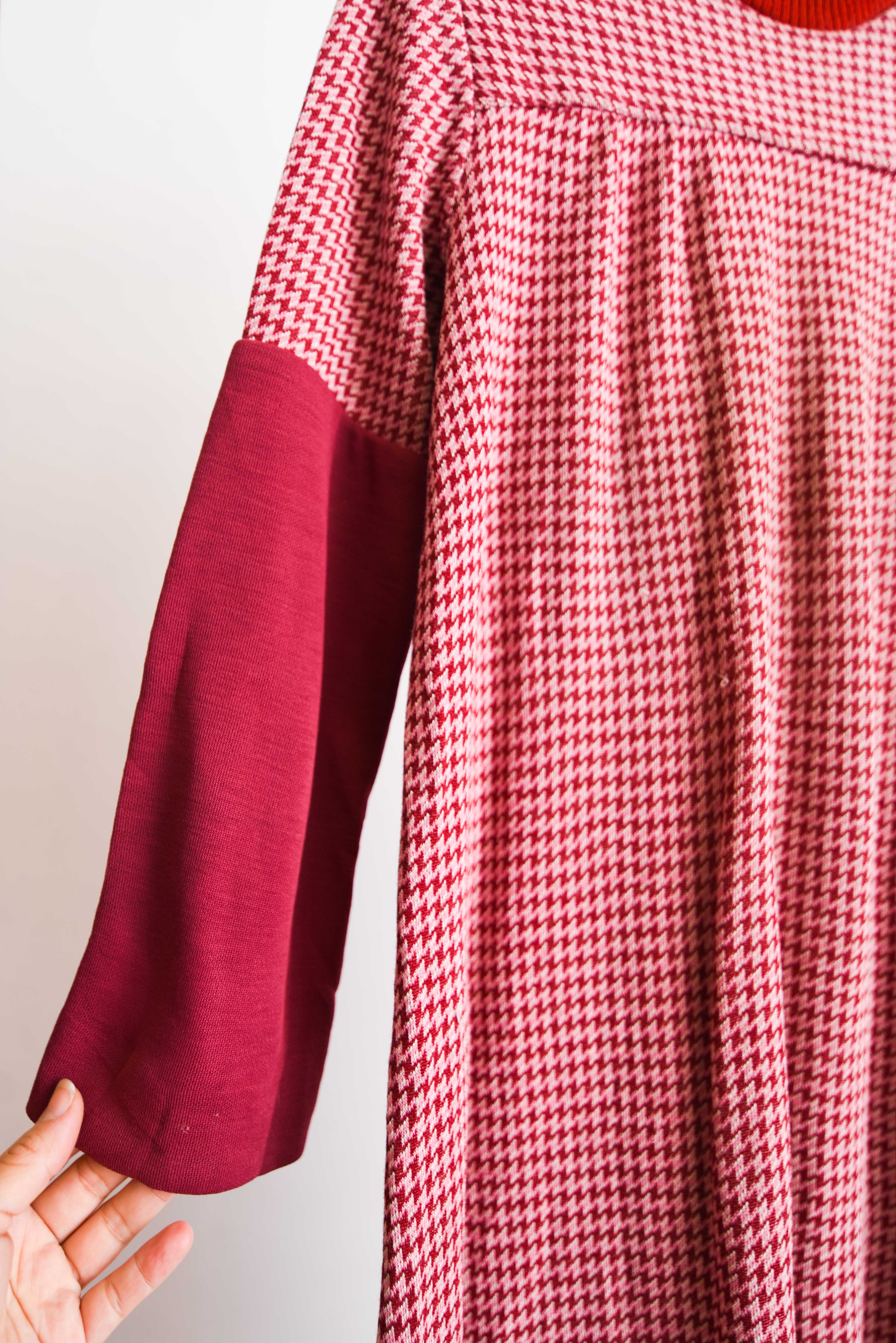 Maxi vestido rojo rosa pata de gallo