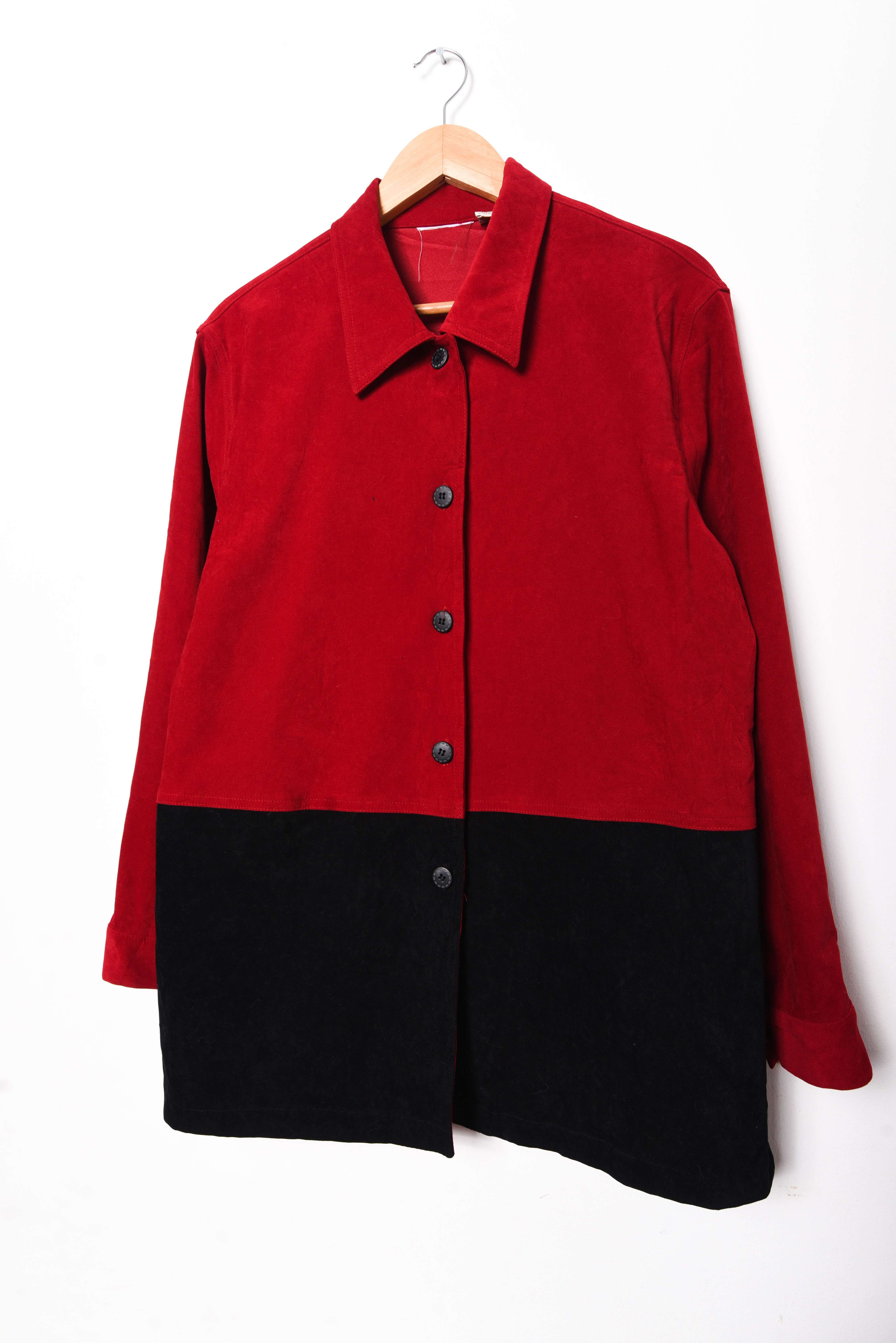 Chaqueta bicolor fake gamuza