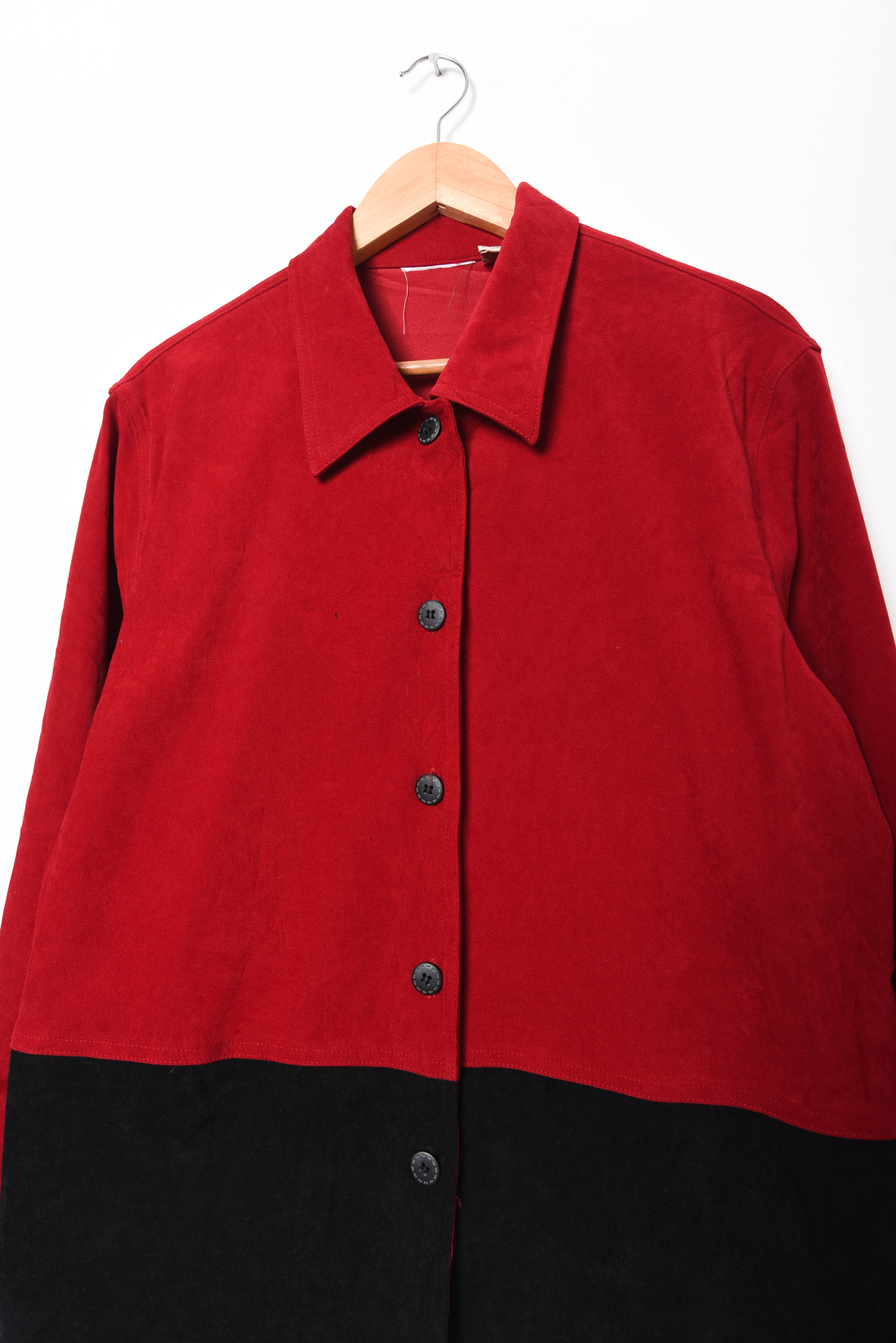 Chaqueta bicolor fake gamuza