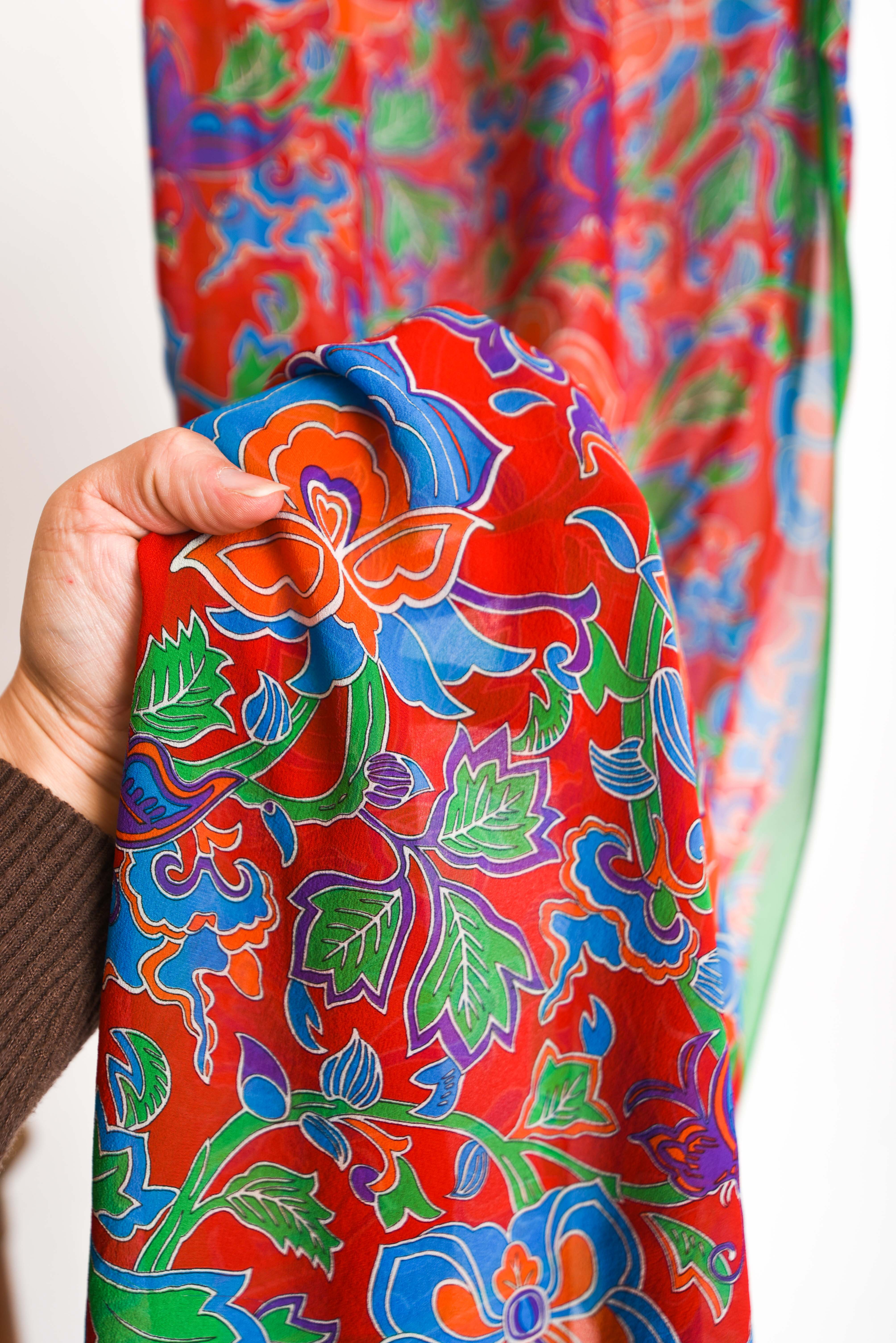 Pañuelo traslucido rojo vntg silk