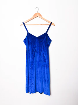 Vestido azulino velvet 80s