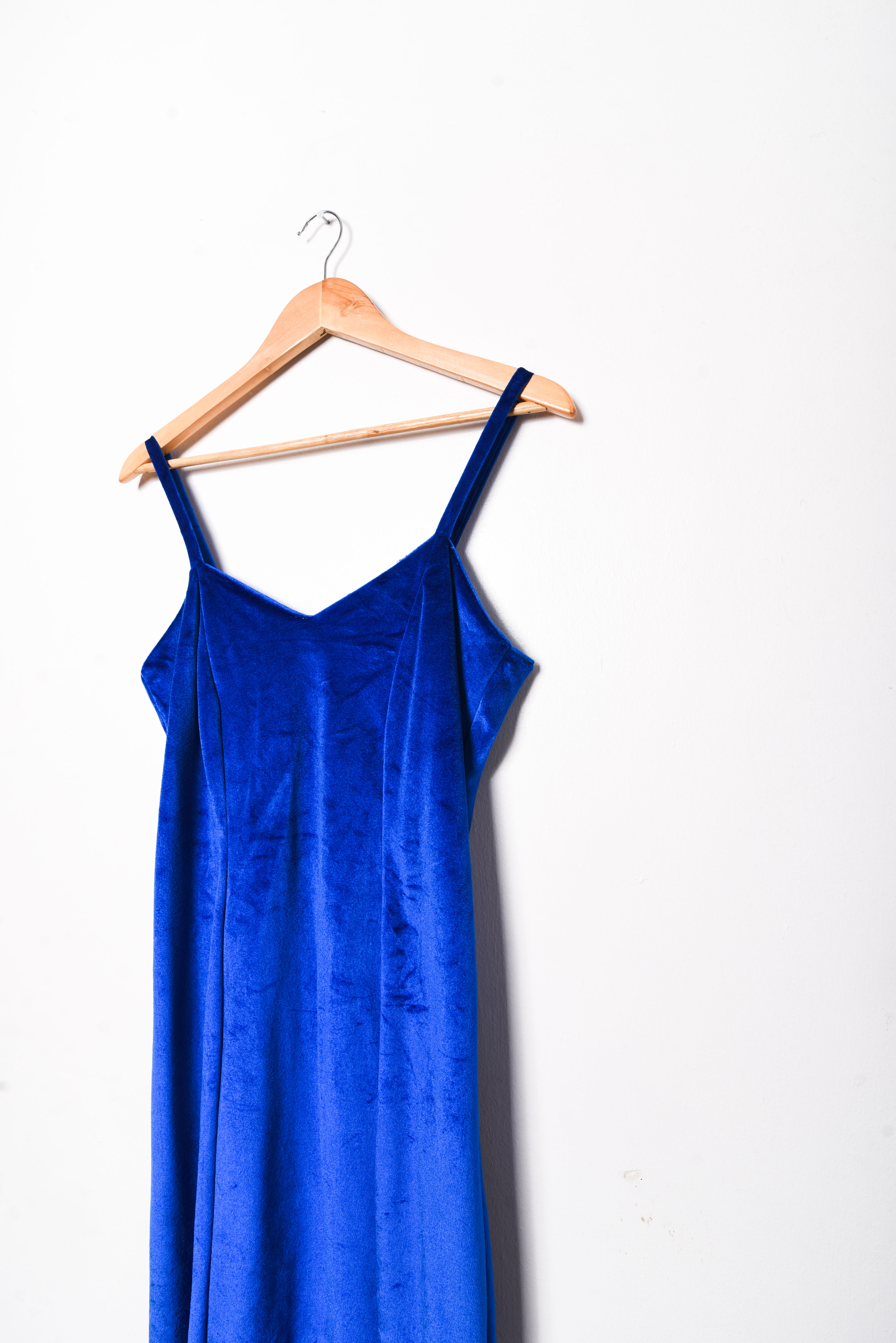 Vestido azulino velvet 80s