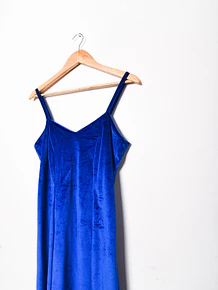 Vestido azulino velvet 80s