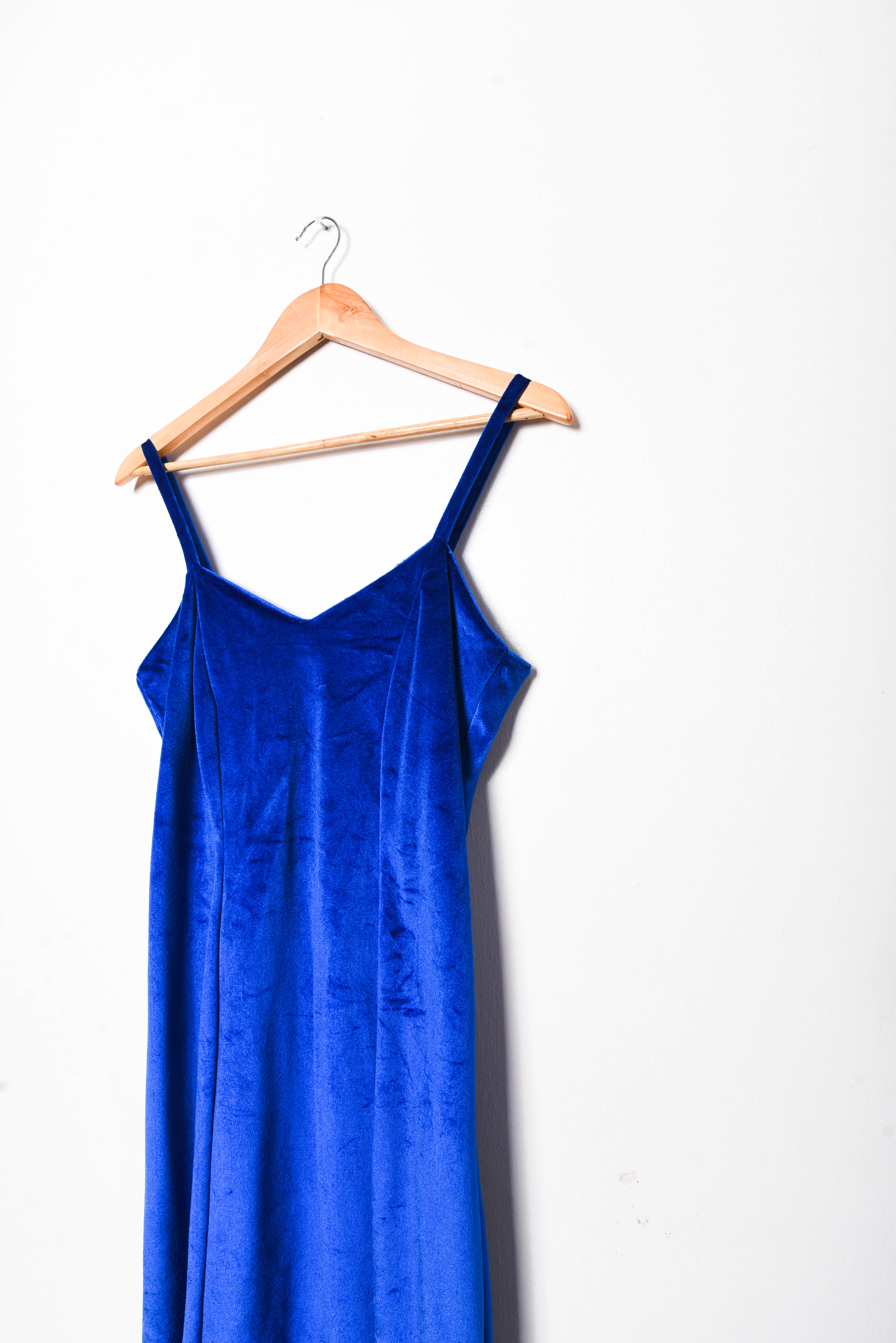 Vestido azulino velvet 80s