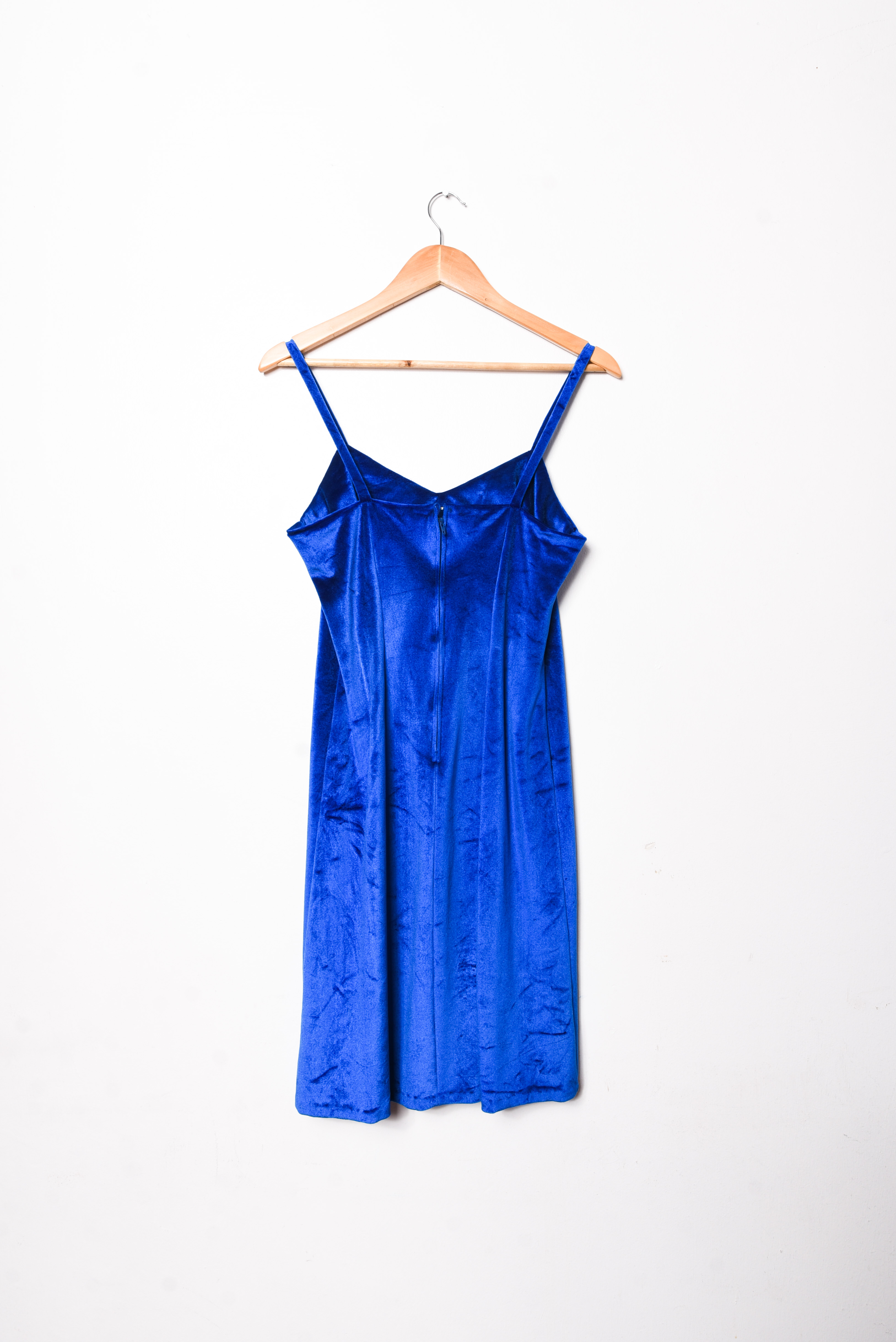 Vestido azulino velvet 80s