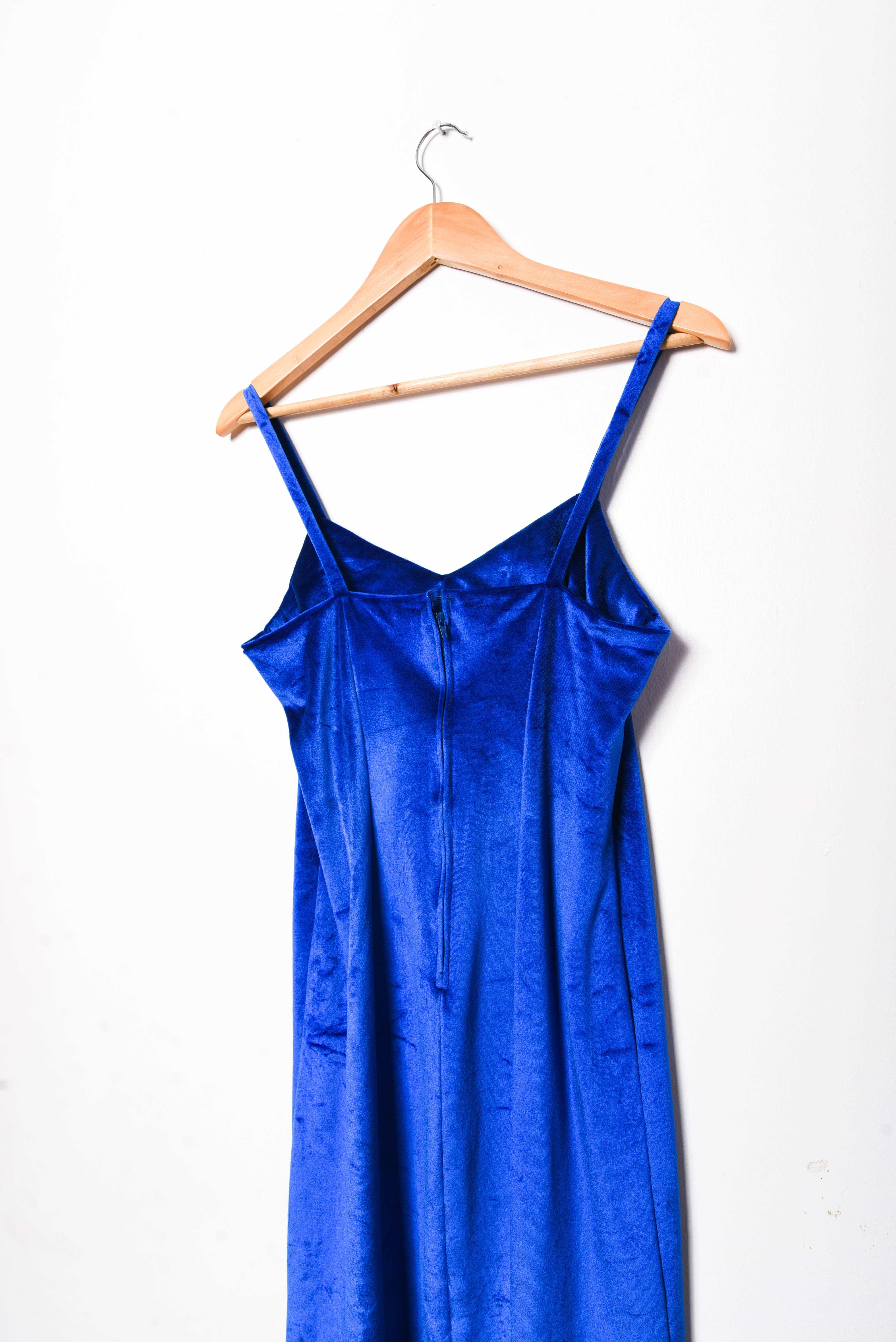 Vestido azulino velvet 80s
