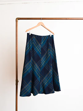 Maxi falda blue tartán